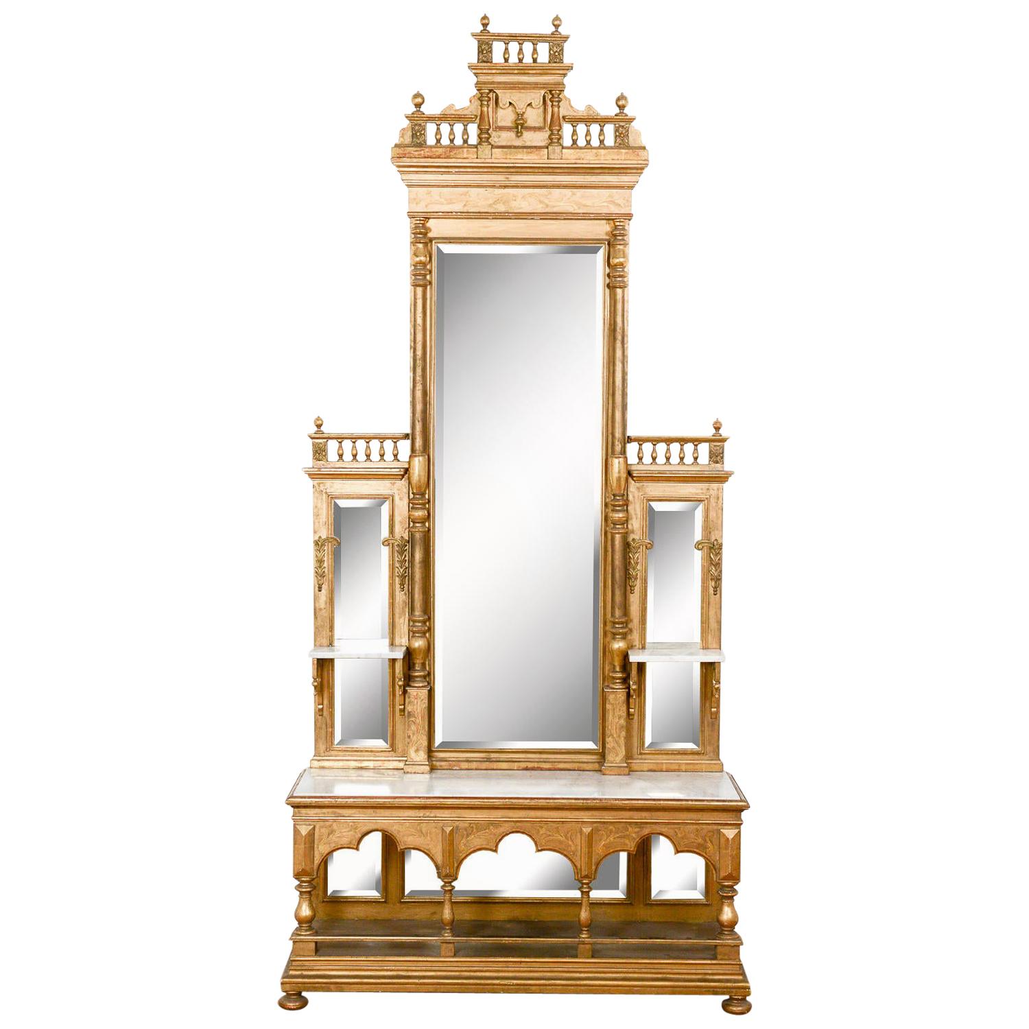 Italian Gilt Sacristy Mirror Dresser, 19th Century For Sale