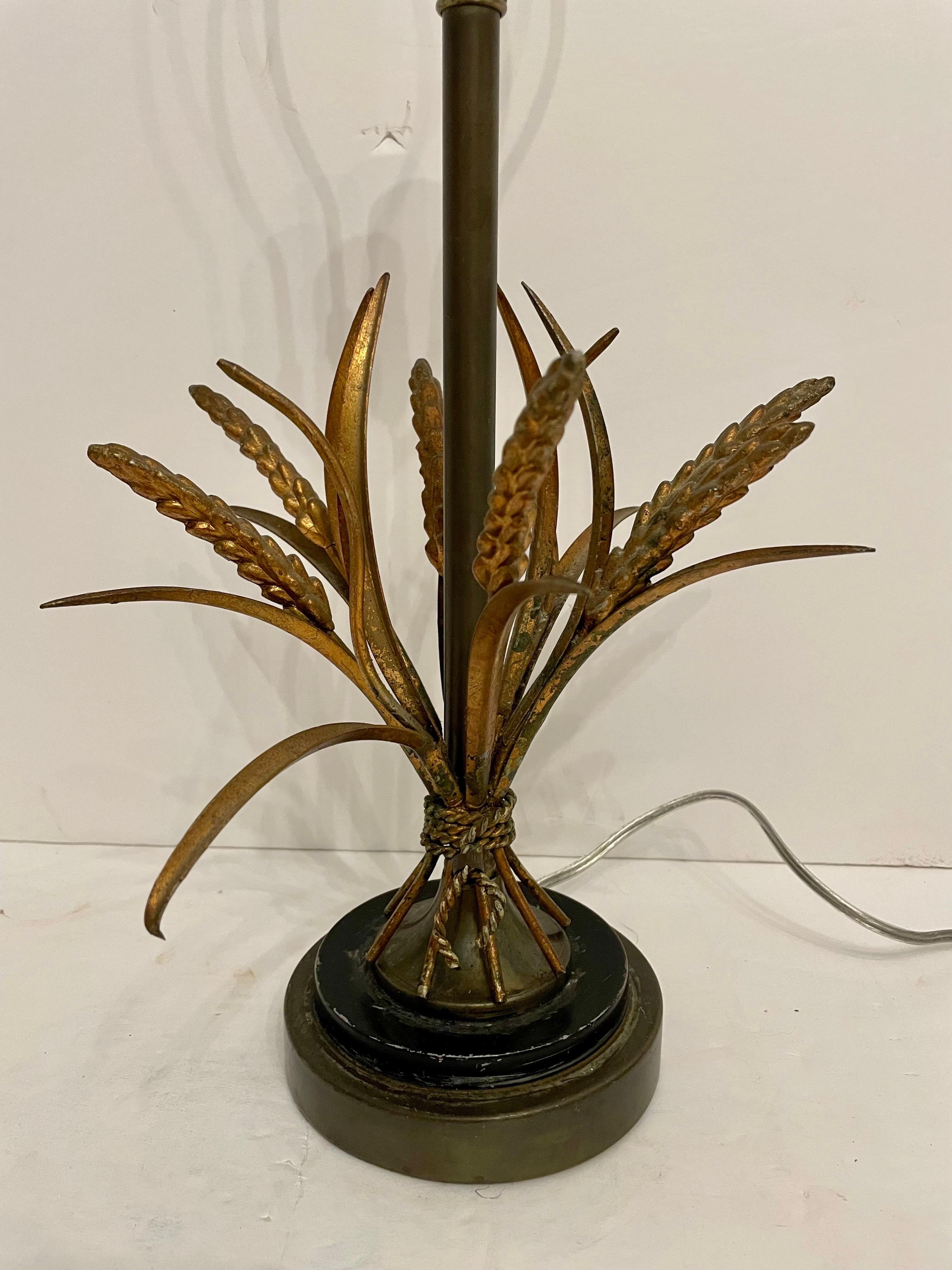 Mid-20th Century Italian Gilt Sheaf of Wheat Lamp For Sale