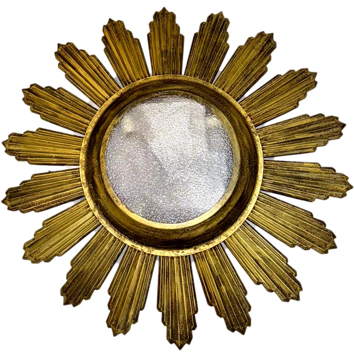 Italienische vergoldete Sonnenschliff-Leuchte (Metall) im Angebot