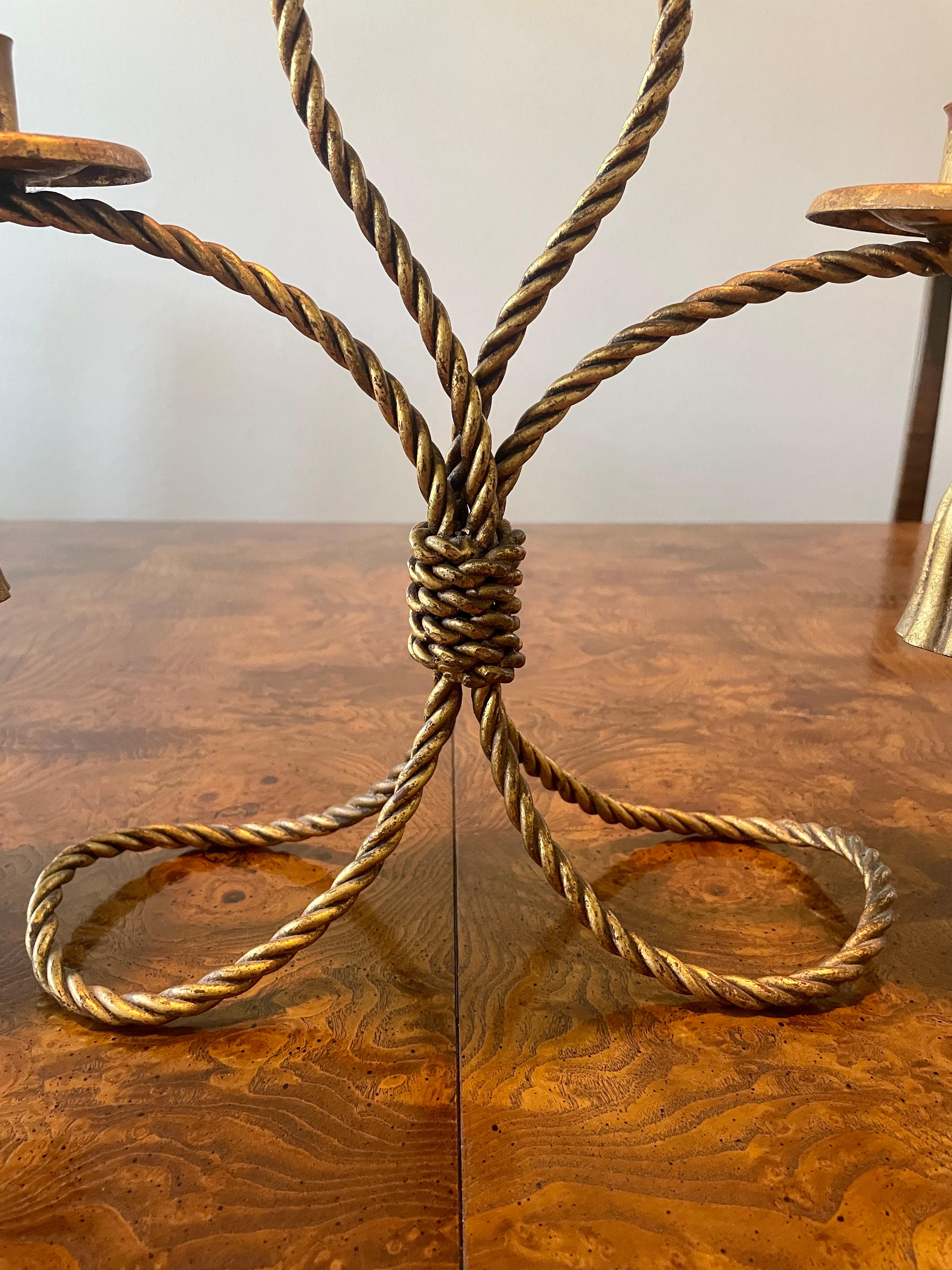 20th Century Italian Gilt Tassel Candelabra  For Sale