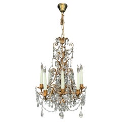 Italian Gilt Tole and Crystal Chandelier