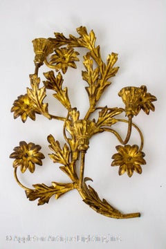 Italian Gilt Tole and Wood Candle Sconce