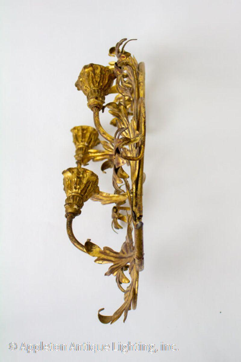 Italian Gilt Tole and Wood Candle Sconce For Sale 2