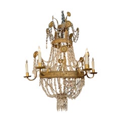 Italian Gilt Tole Basket Chandelier