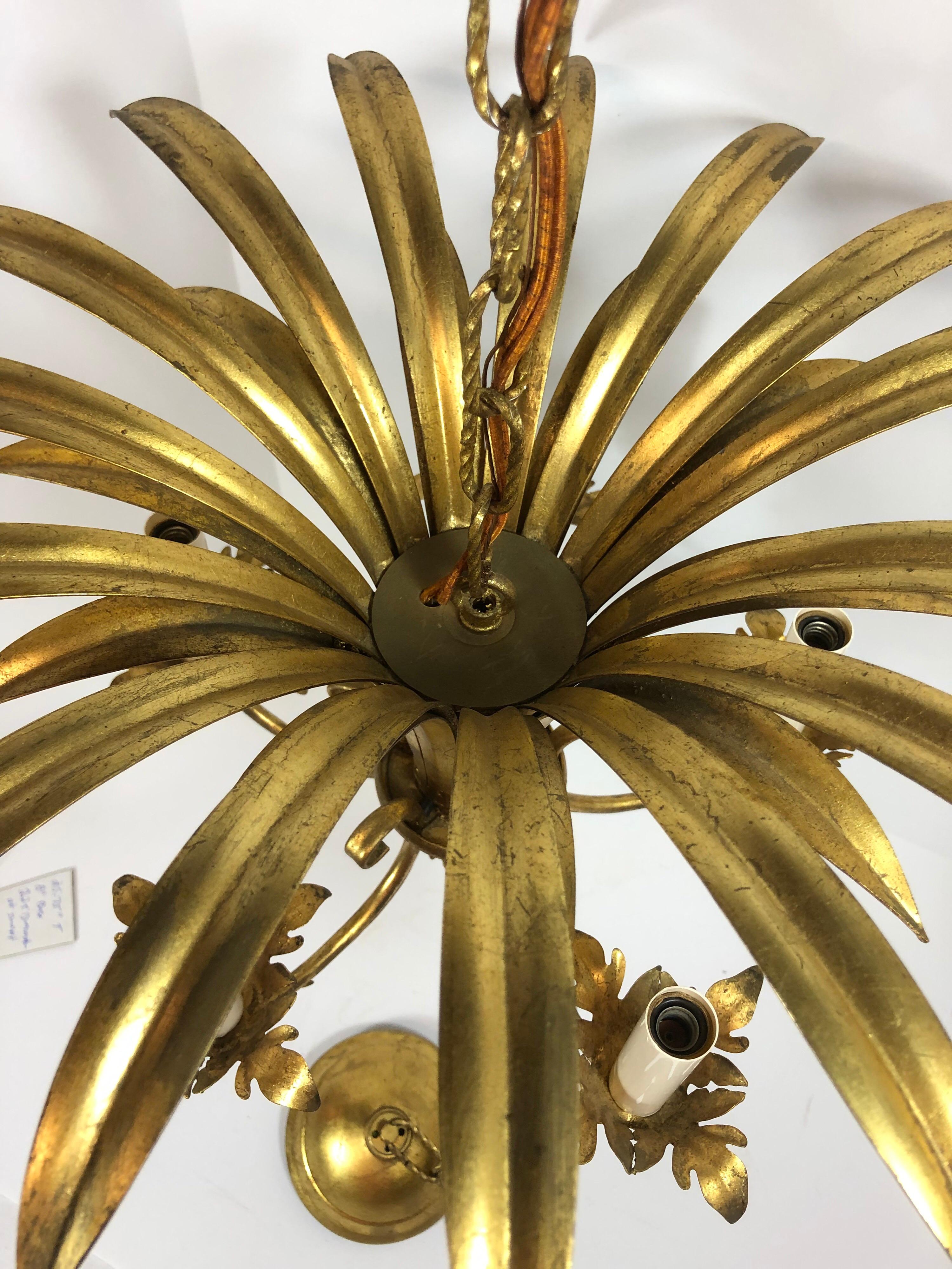 Metal Italian Gilt Tole Chandelier