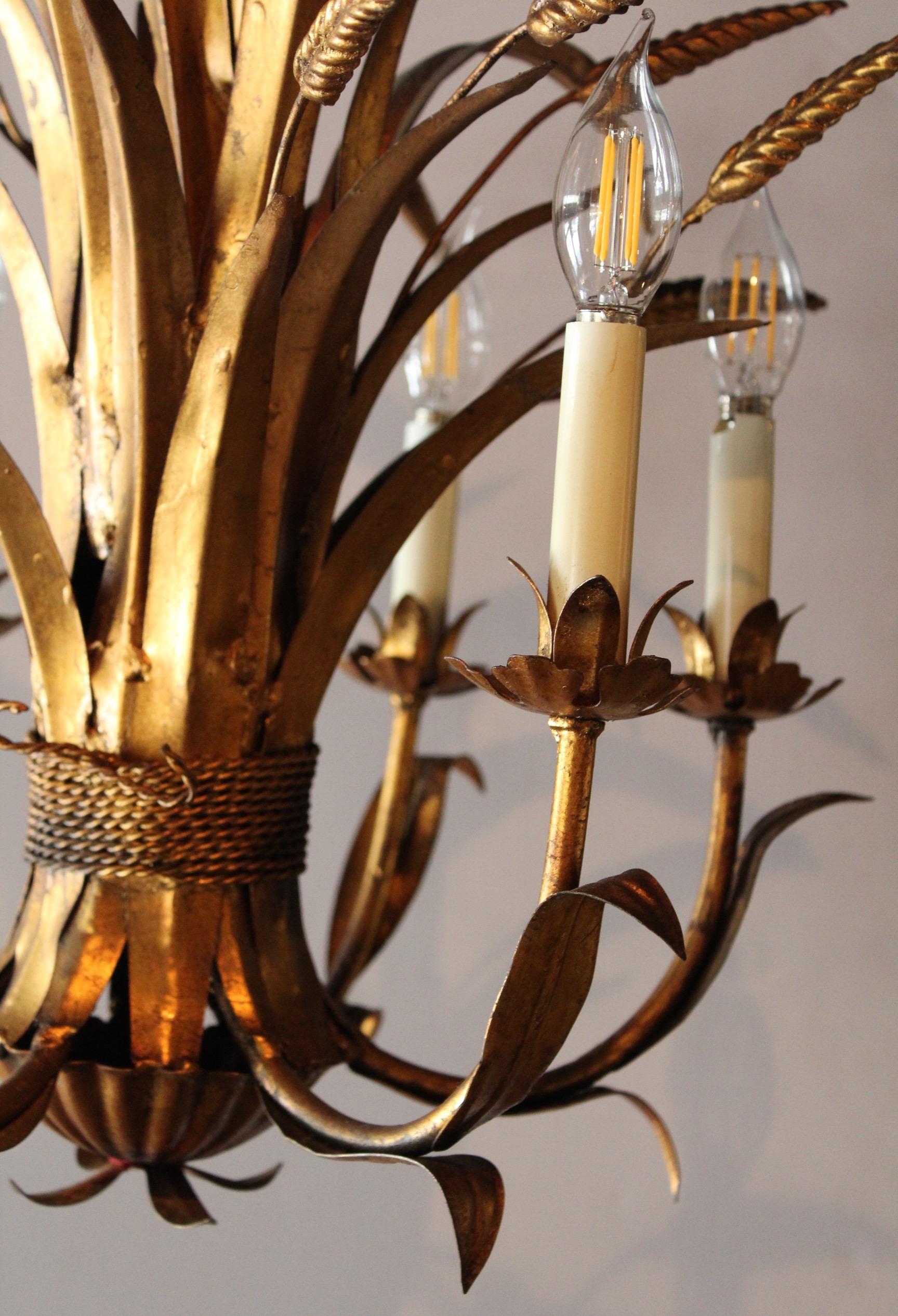 20th Century Italian Gilt Tole Chandelier For Sale