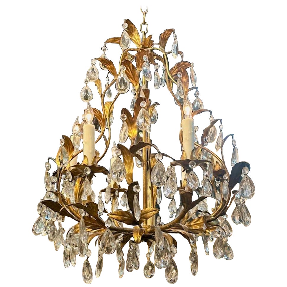 Lustre italien en tôle dorée