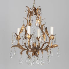 Italian Gilt Tôle Crystal Chandelier