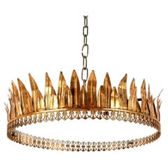 Italian Gilt Tole Leaf Chandelier