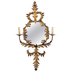 Italian Gilt Tole Metal Mirror Sconce