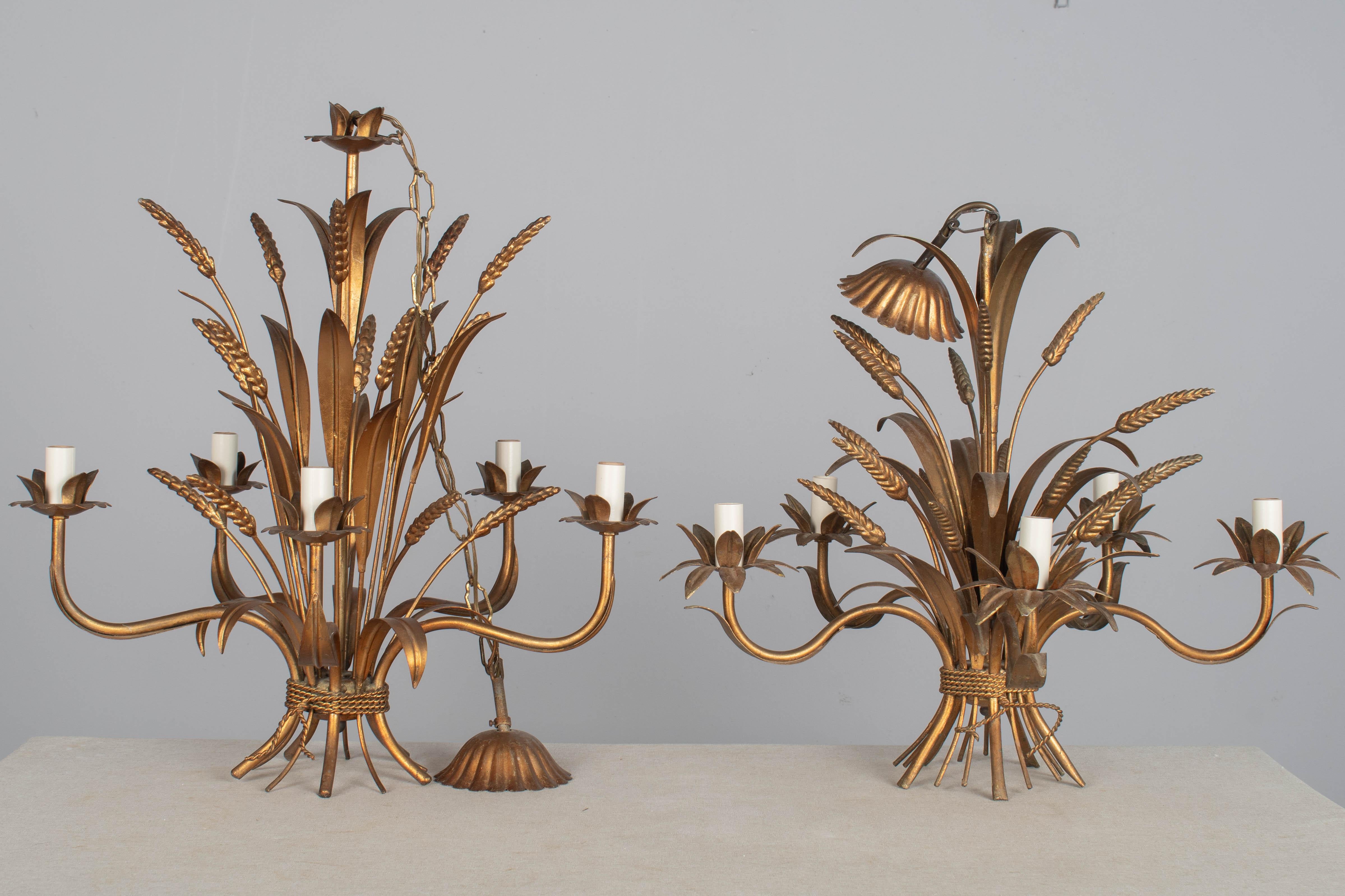 Italian Gilt Tôle Sheaf of Wheat Chandelier For Sale 4
