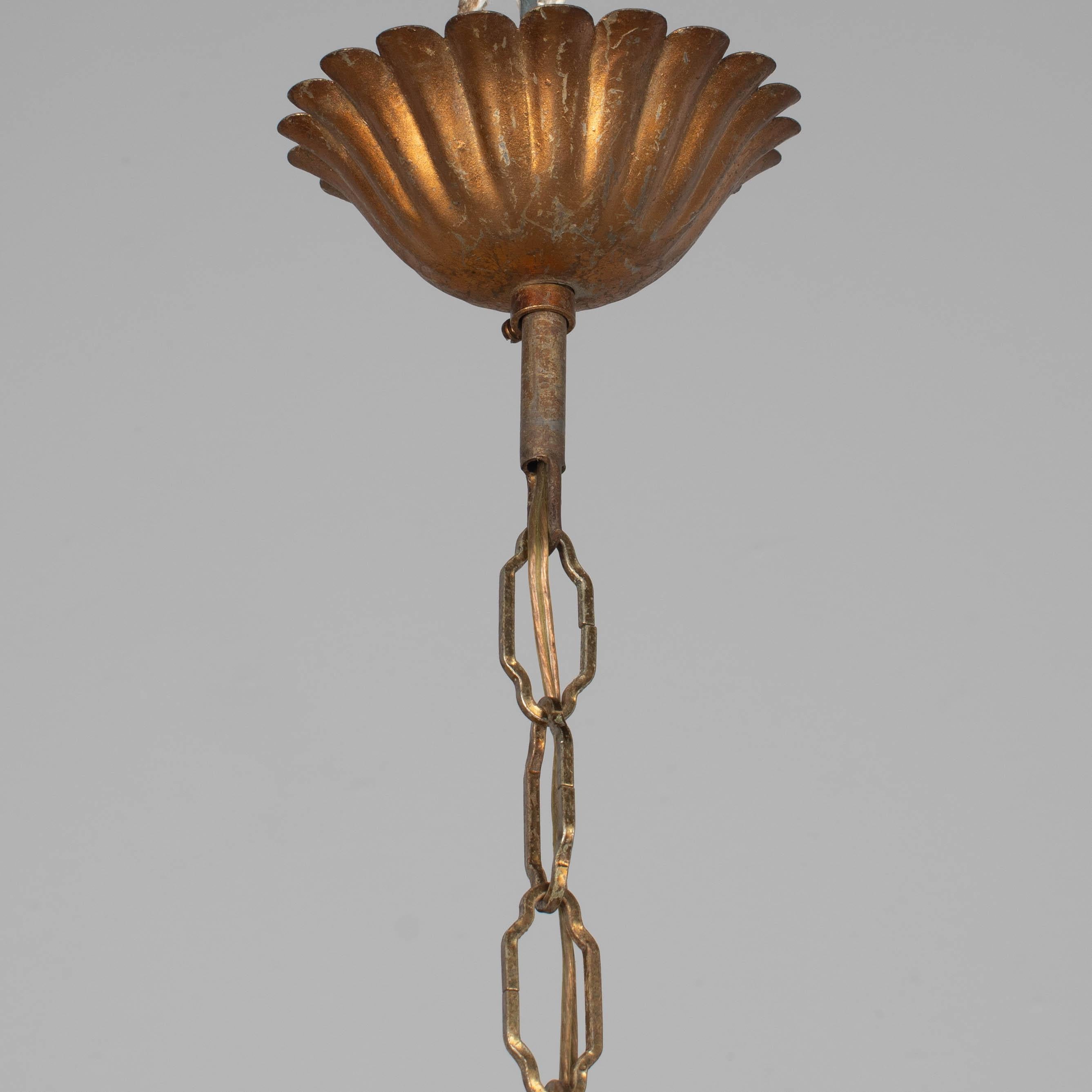 Hollywood Regency Italian Gilt Tôle Sheaf of Wheat Chandelier For Sale