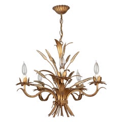 Italian Gilt Tole Sheaf of Wheat Chandelier