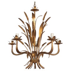 Italian Gilt Tôle Sheaf of Wheat Chandelier
