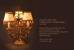 Italian Gilt Tole Three - Light Candelabra Circa 1960.
