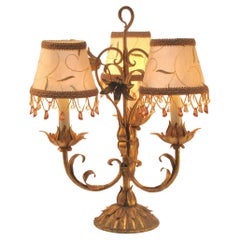 Vintage Italian Gilt Tole Three - Light Candelabra Circa 1960.