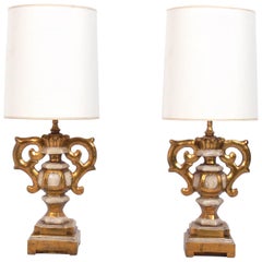 Retro Italian Gilt Urn Lamps