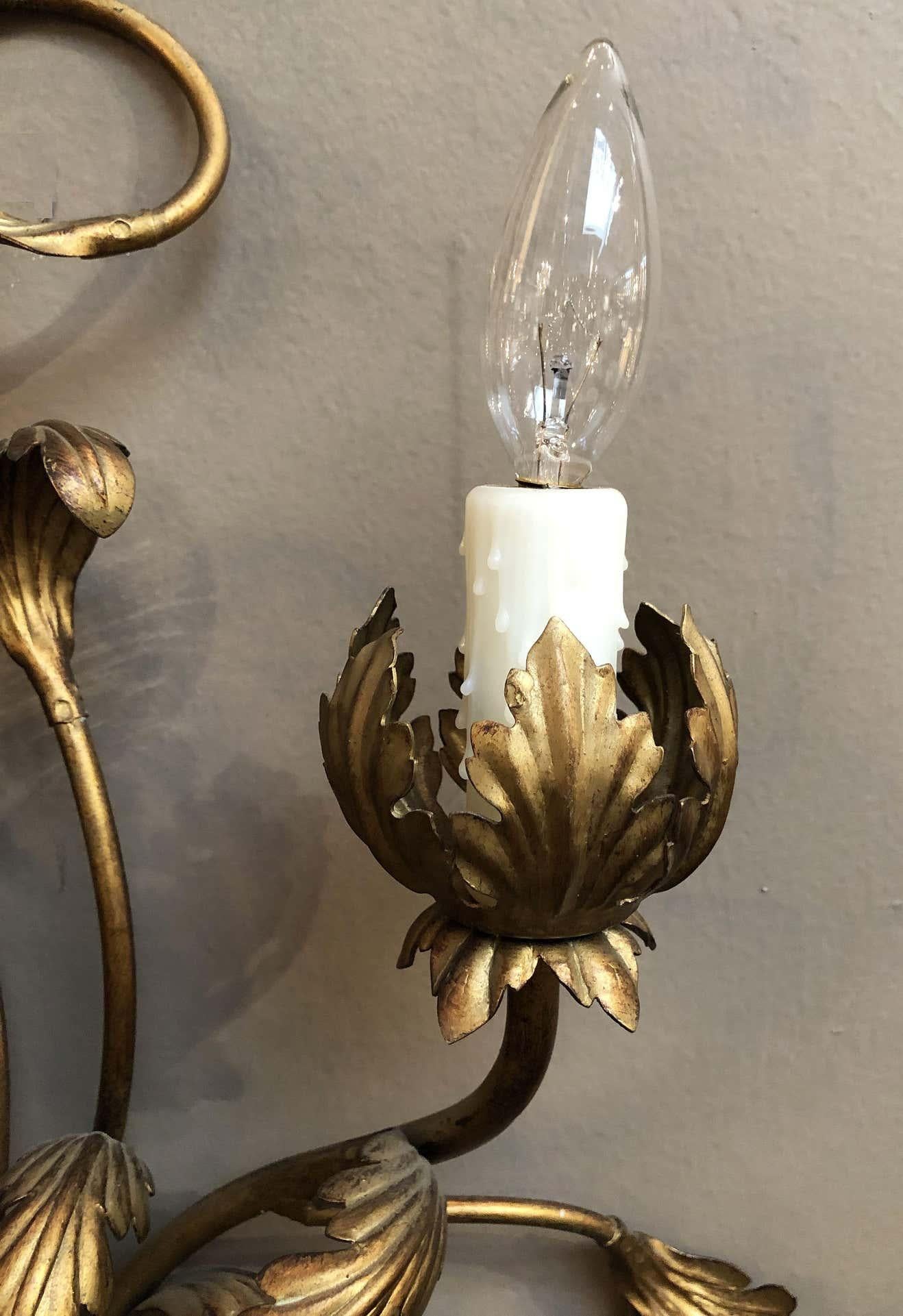 Italian Gilt Wall Light or Sconce with Vine or Leaf Design For Sale 1