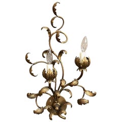 Italian Gilt Wall Light or Sconce with Vine or Leaf Design