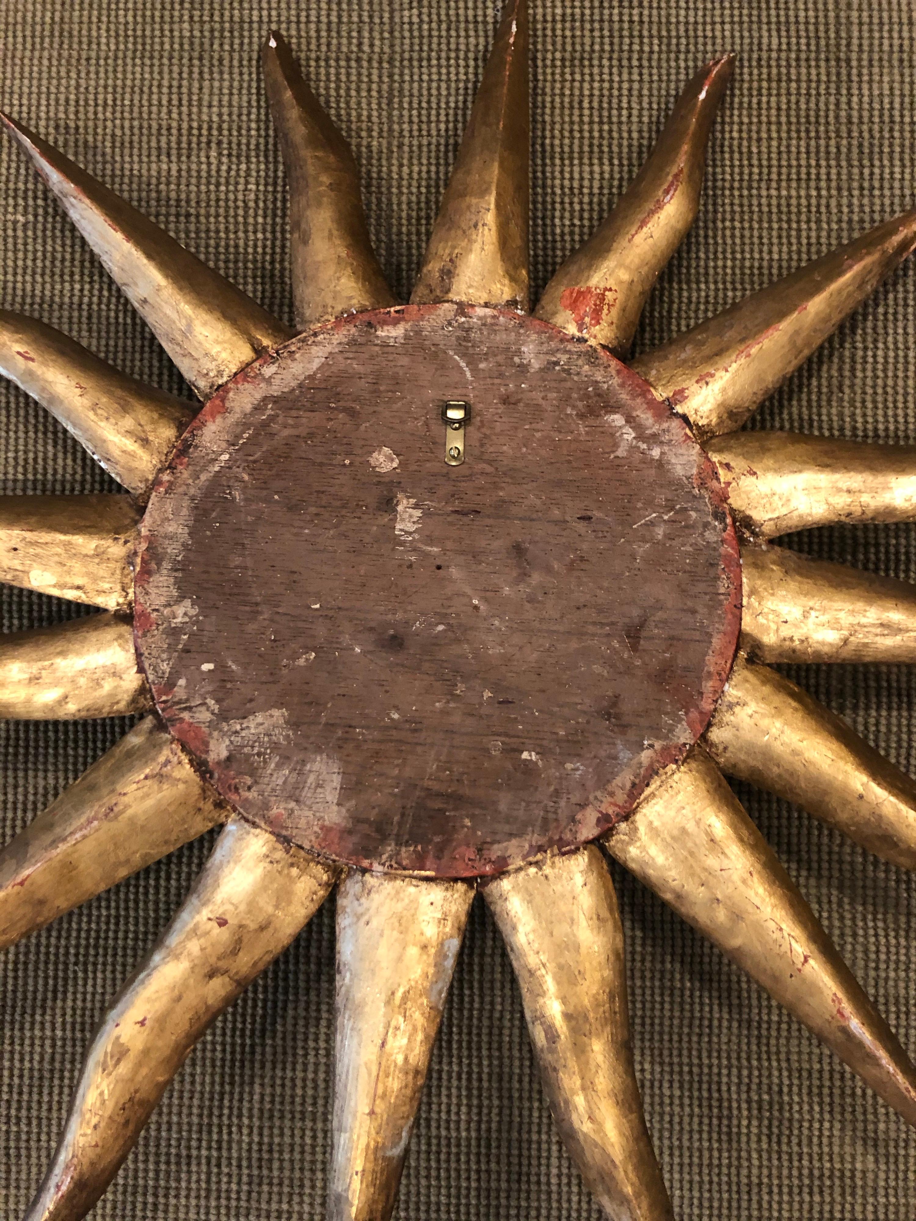 Italian Gilt Wall Sunburst with Face 9