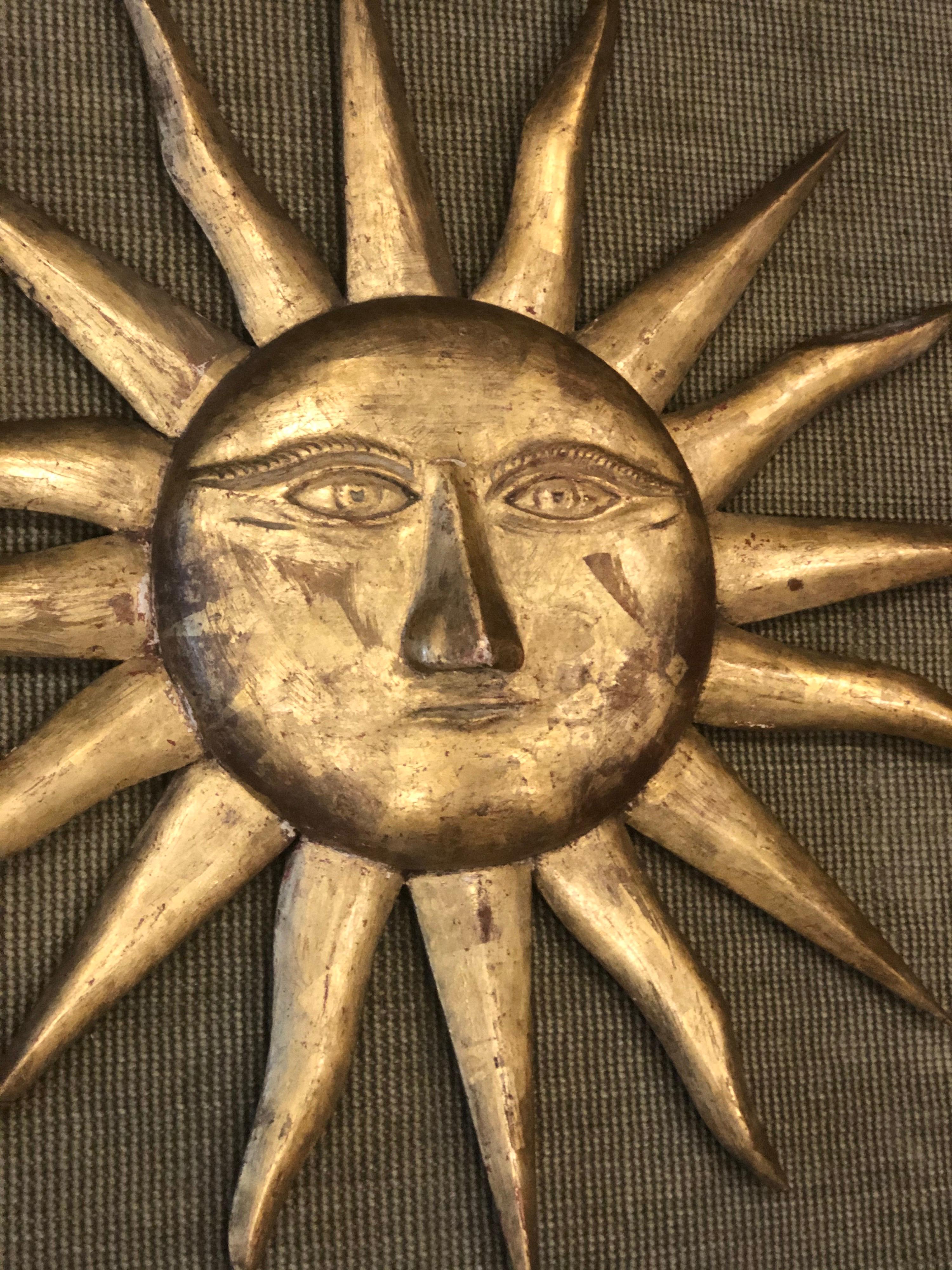 Italian Gilt Wall Sunburst with Face In Good Condition In Redding, CT