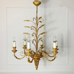 Italian Gold Wheat Sheaf Chandelier, 1960s