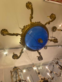 Italian Gilt Wood and Blown Glass Chandelier