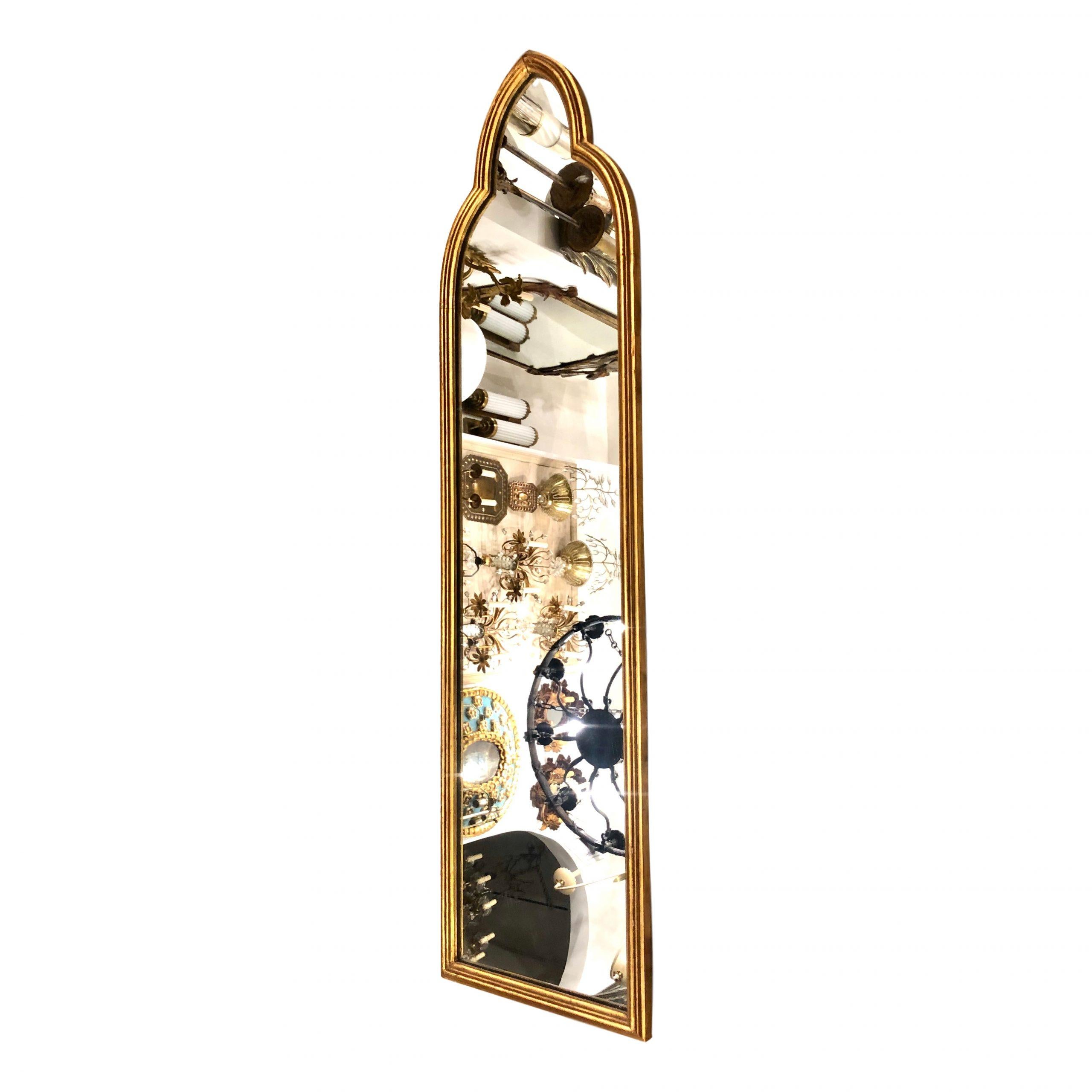 Mid-20th Century Italian Giltwood Arched Mirror For Sale