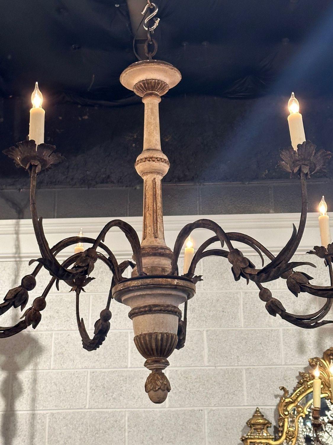 Late 19th Century Italian Gilt Wood Chandelier