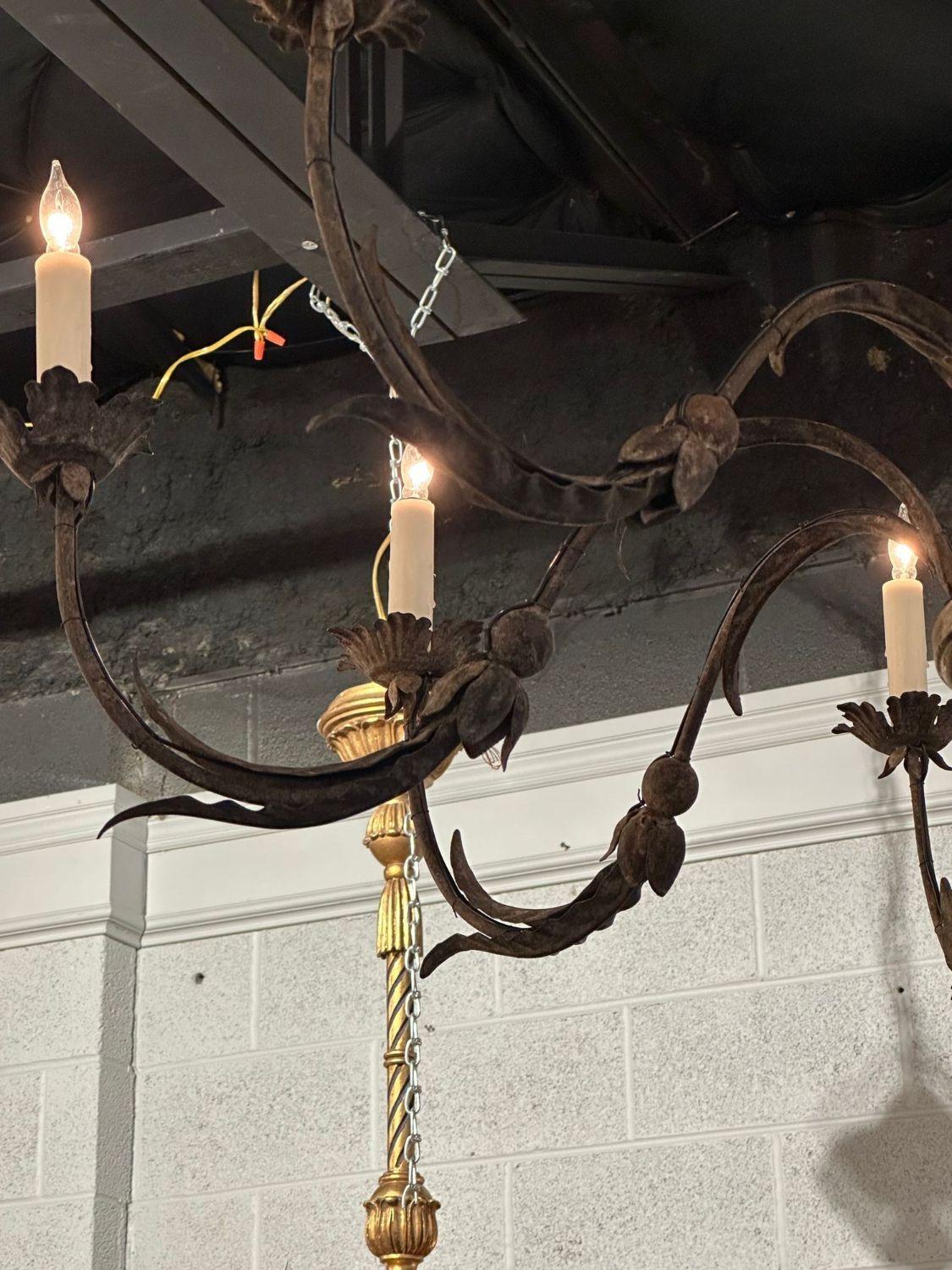 Italian Gilt Wood Chandelier 2