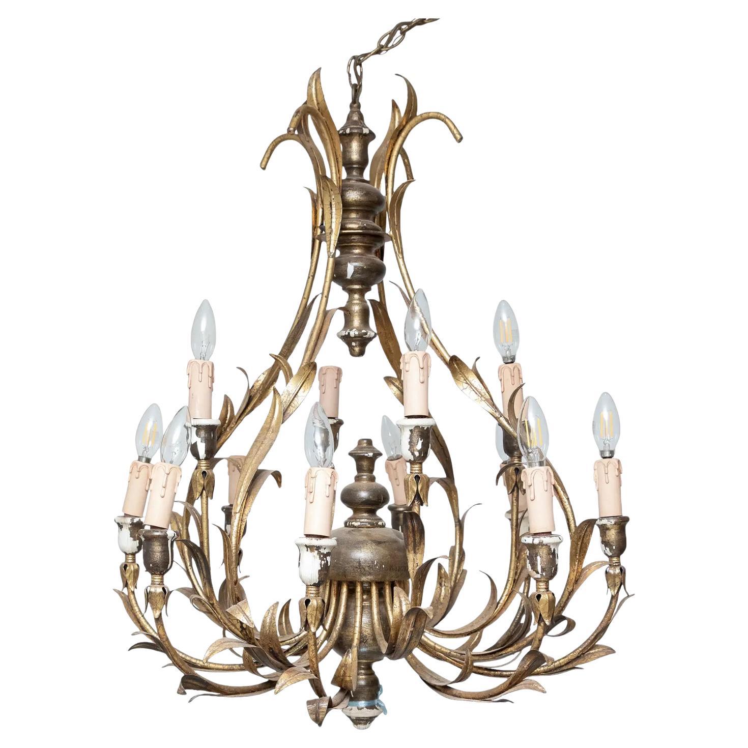 Italian Gilt Wood Chandelier