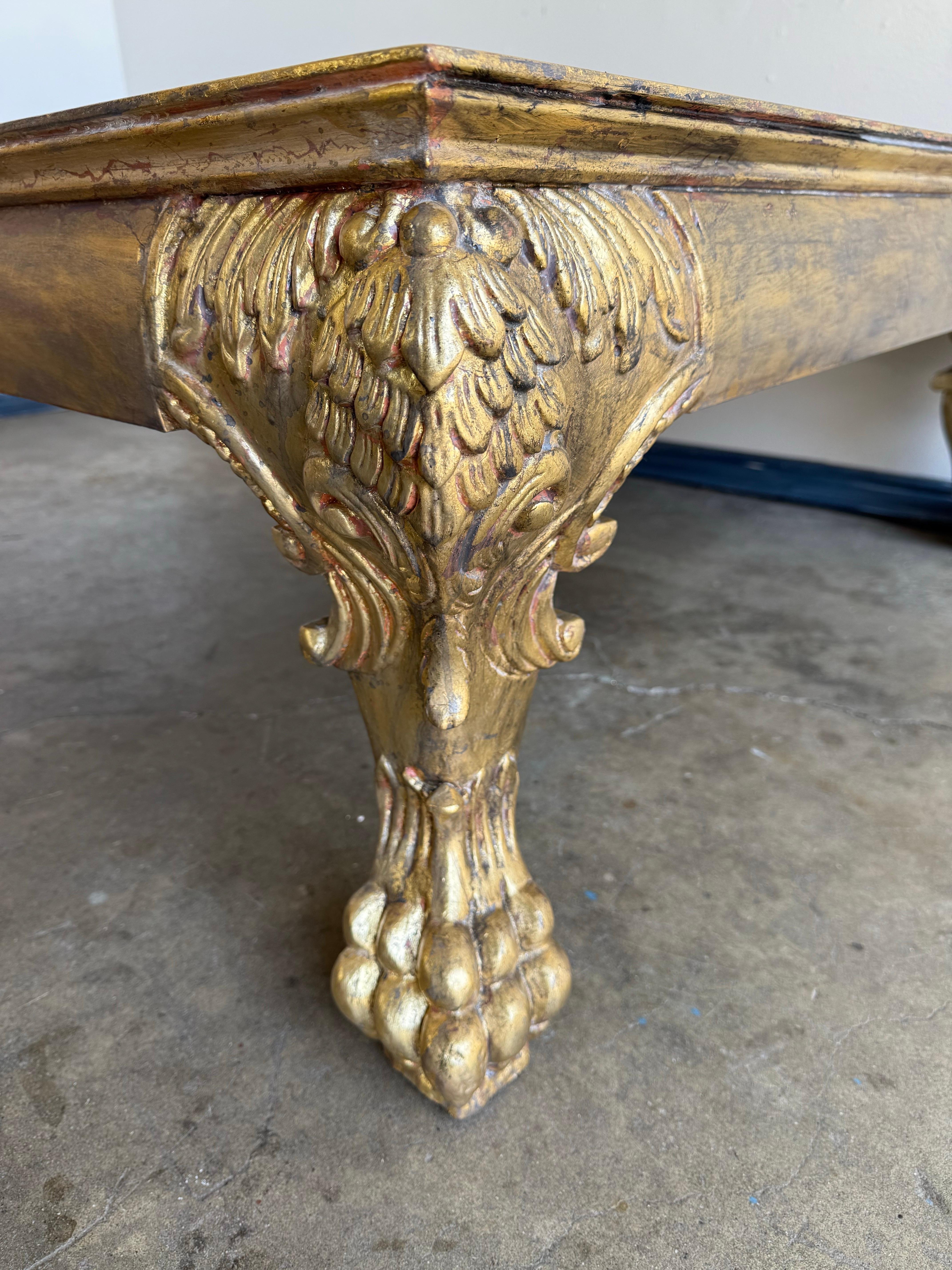 Italian Gilt Wood Coffee Table For Sale 3