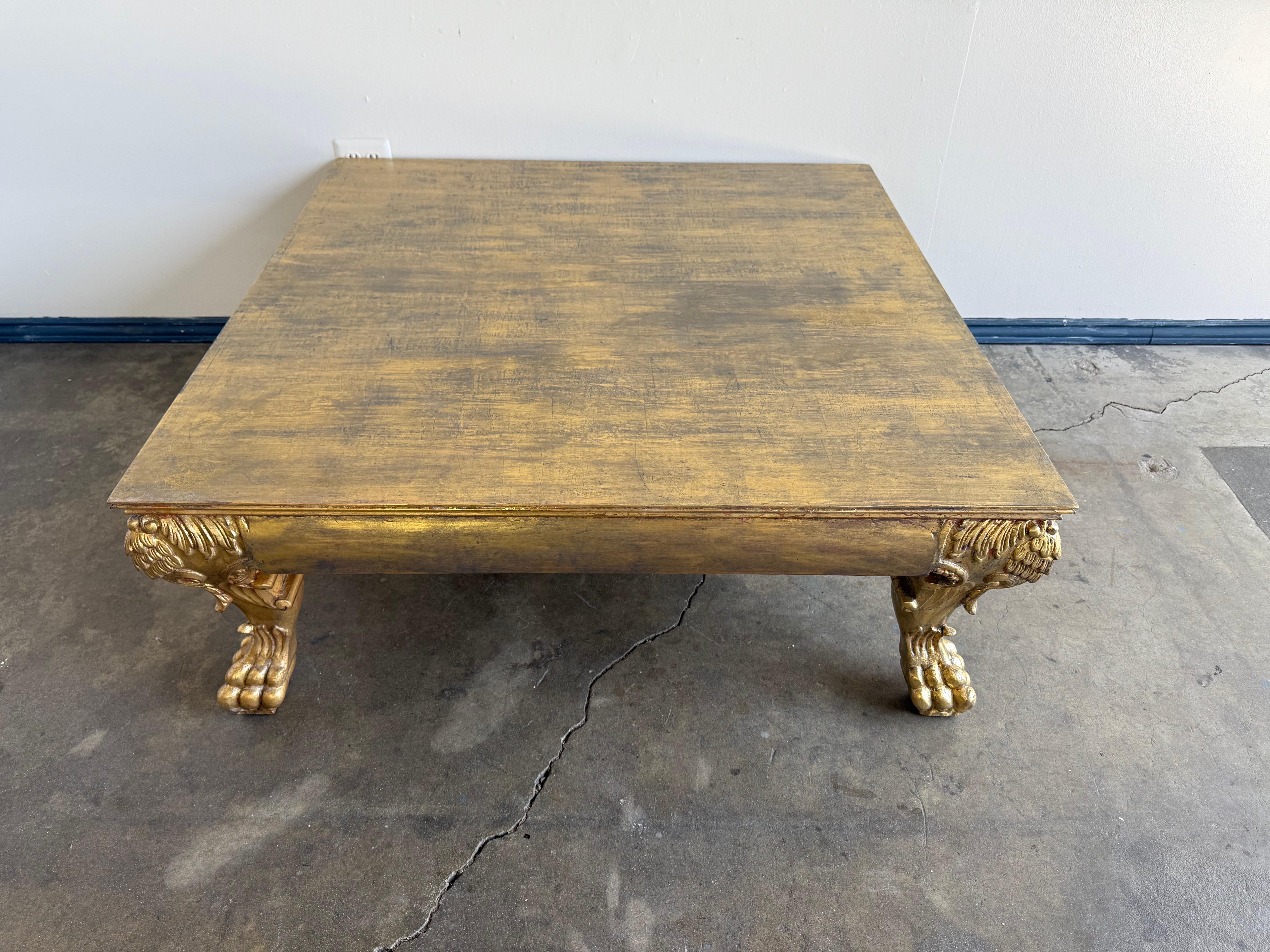 Baroque Italian Gilt Wood Coffee Table For Sale