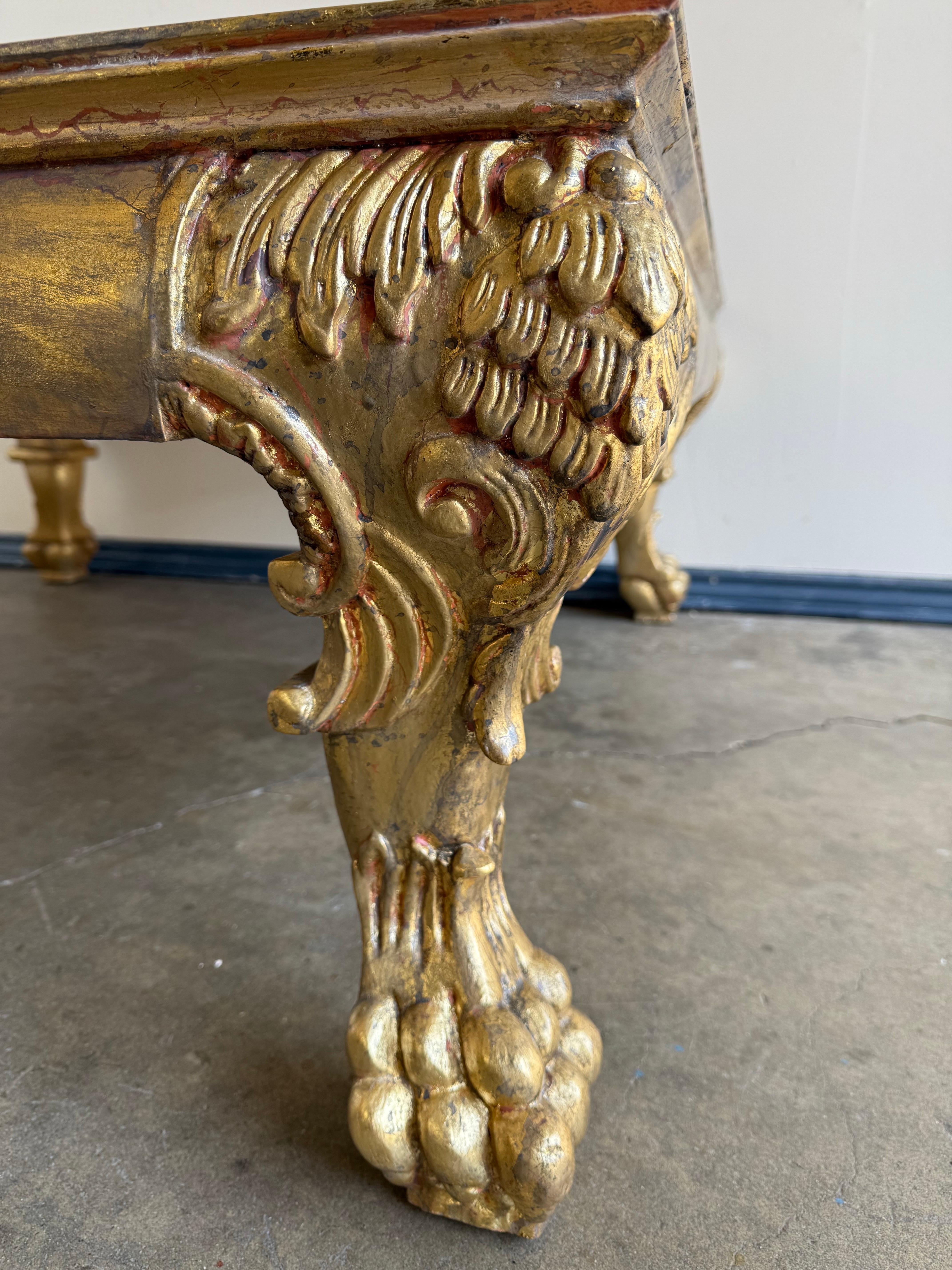 Italian Gilt Wood Coffee Table For Sale 1
