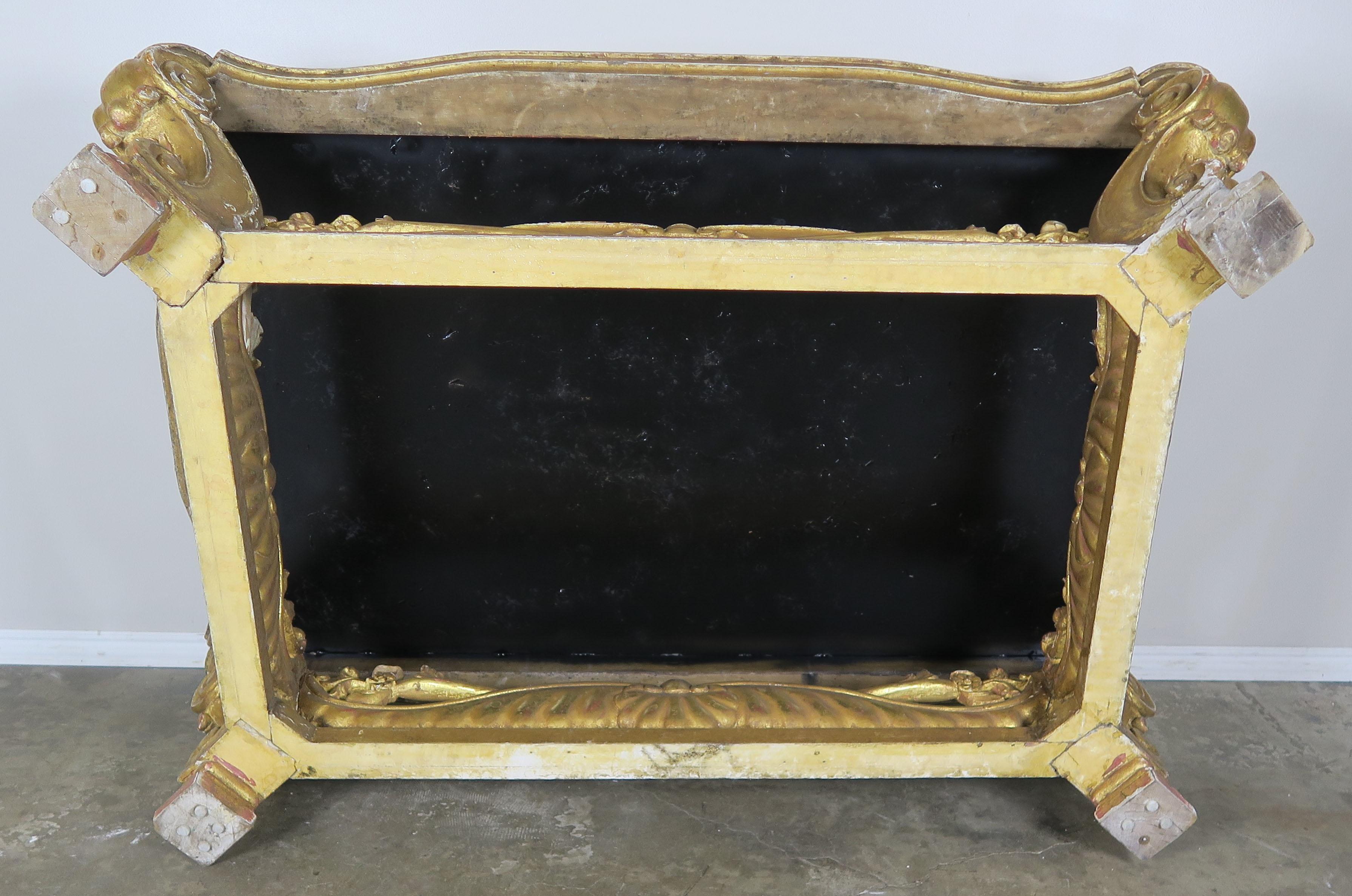 Italian Giltwood Coffee Table with Antique Mirrored Top 4