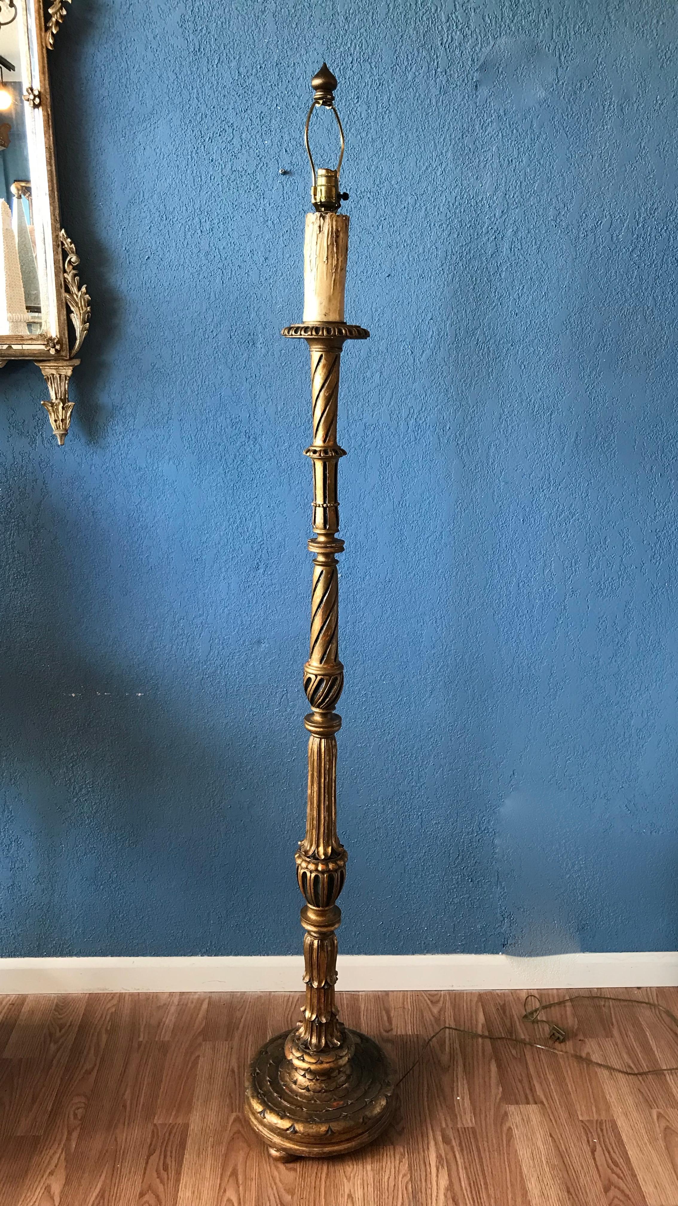 Italian Gilt Wood Floor Lamp 2