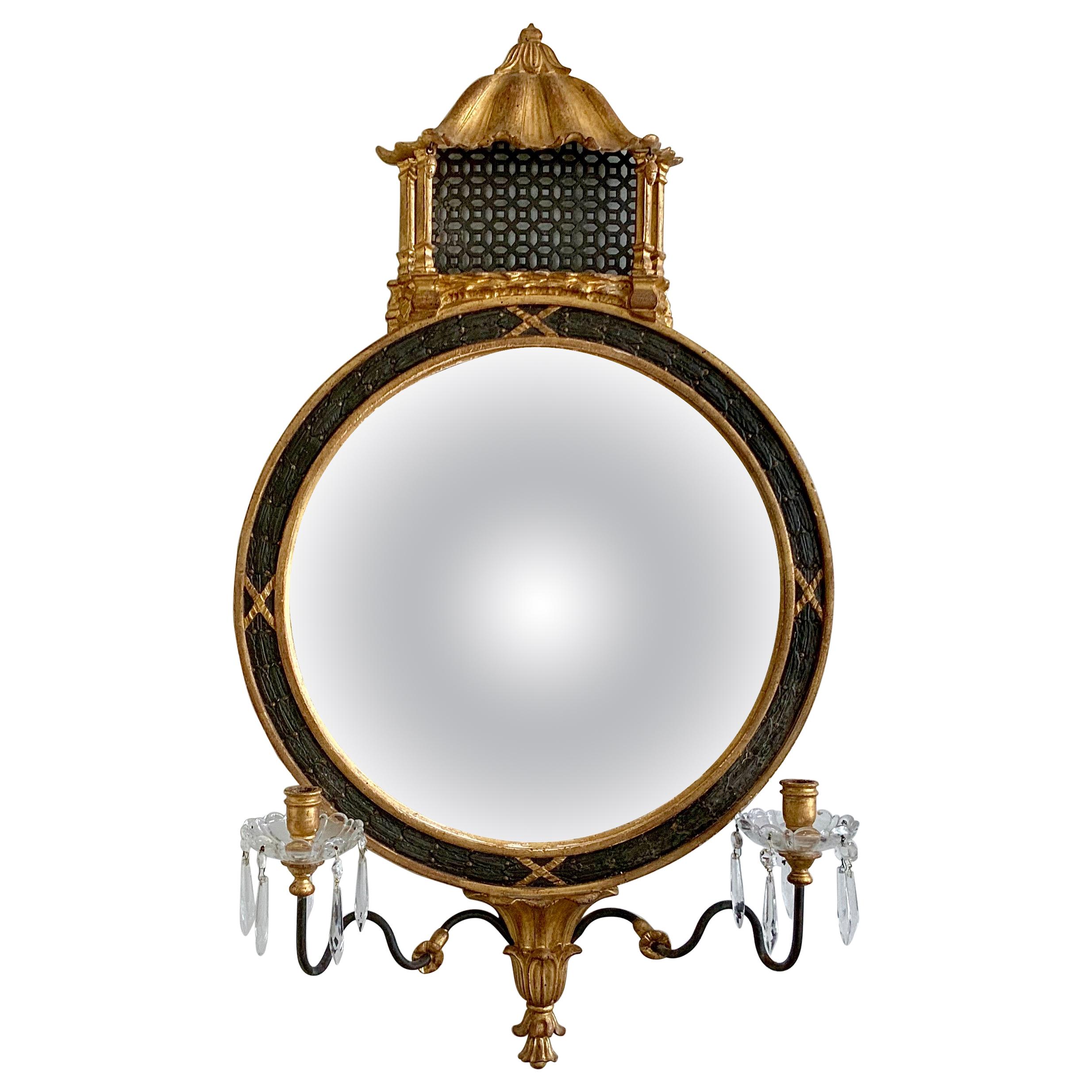 Italian Giltwood Girandole Mirror Pagoda Chinoiserie Style