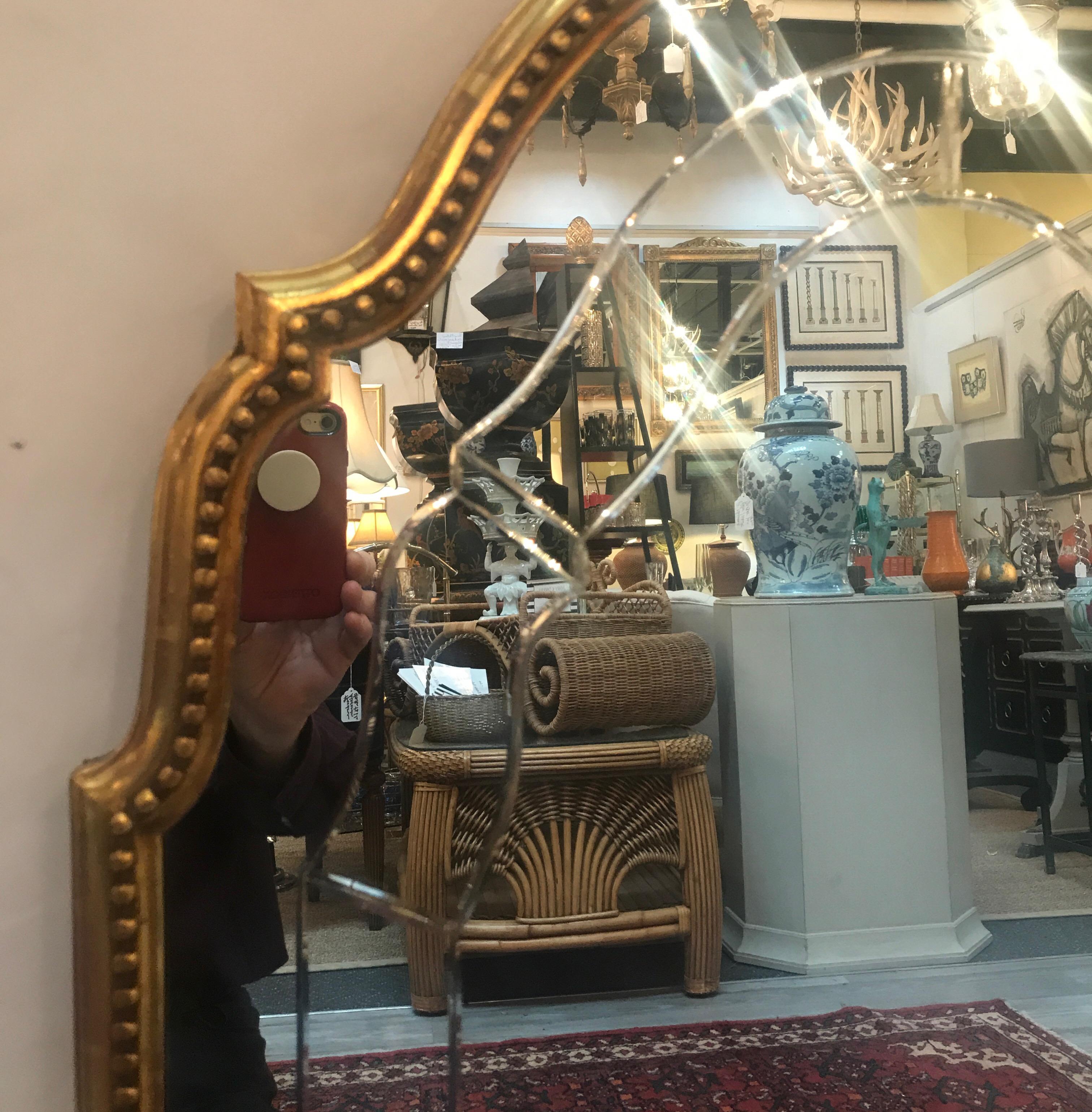 Early 20th Century Italian Giltwood Mirror with Engraved Glass