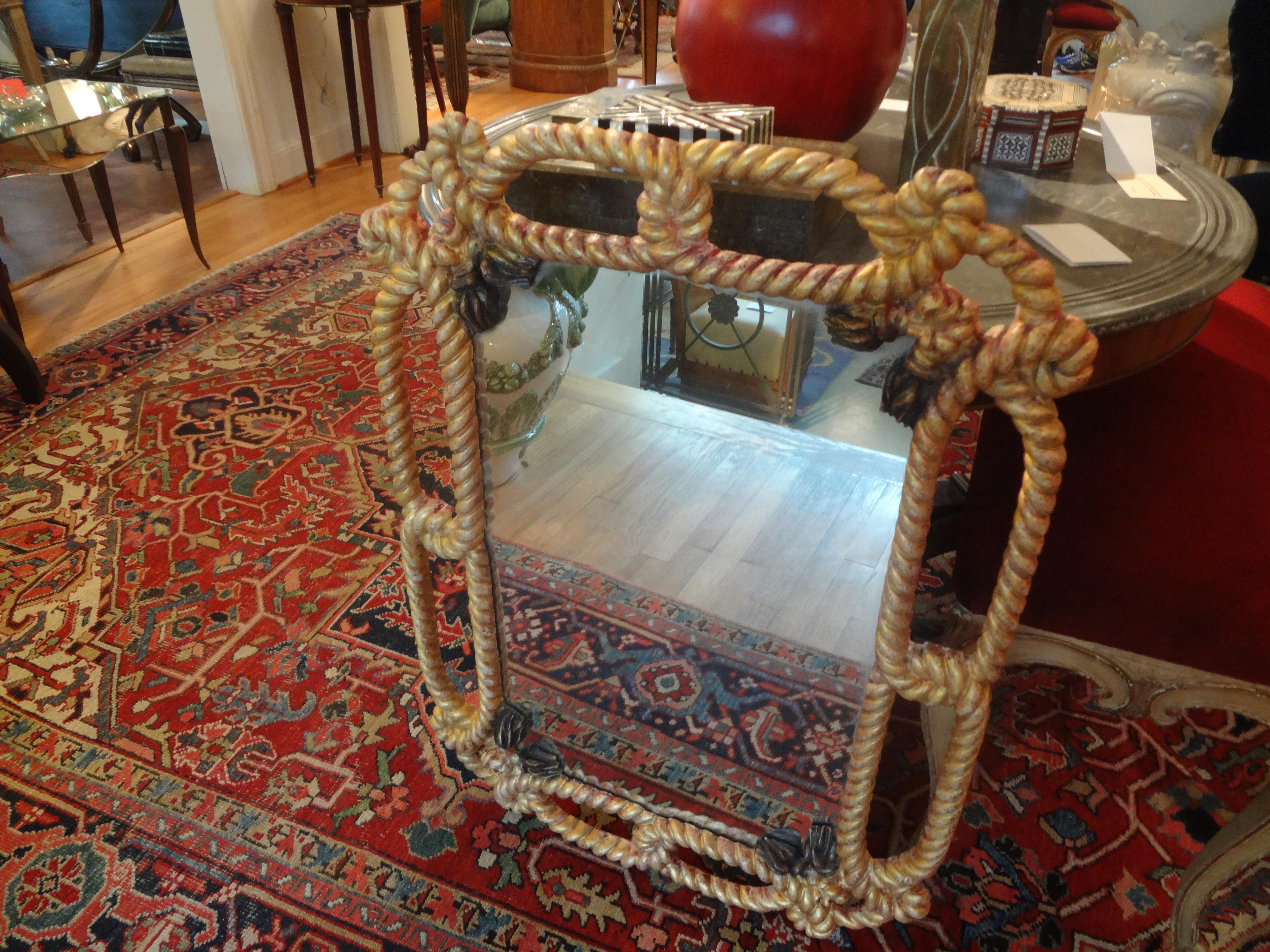 Italian Giltwood Mirror with Rope and Tassels 1