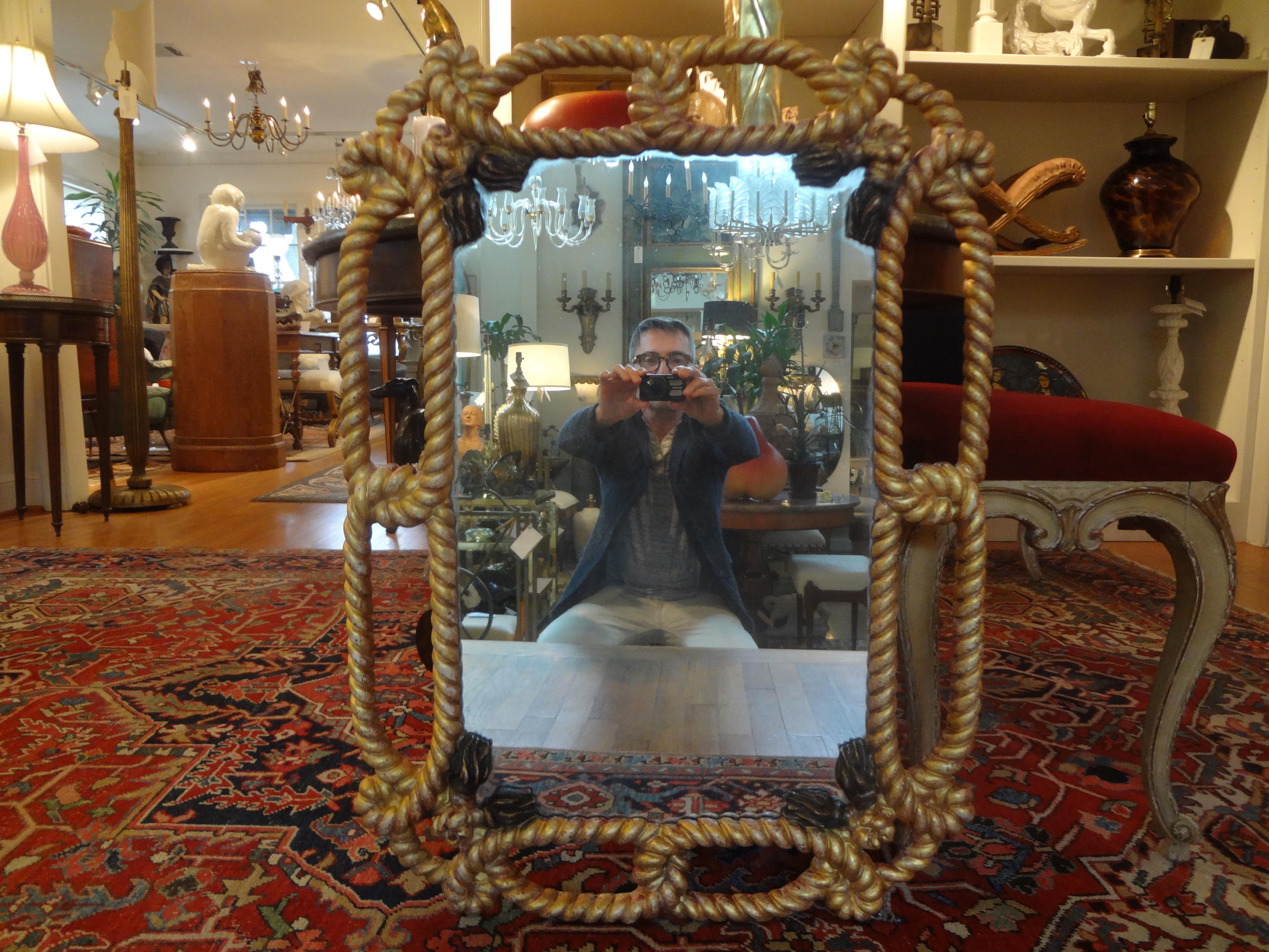 Italian Giltwood Mirror with Rope and Tassels 2