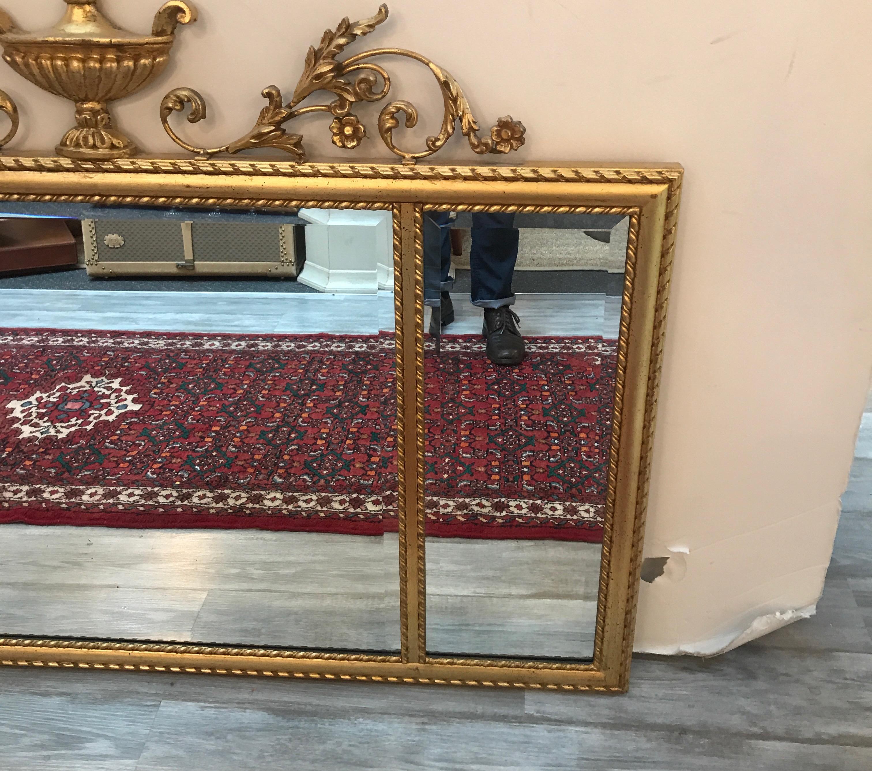 Adam Style Italian Giltwood over Mantle Mirror by Labarge