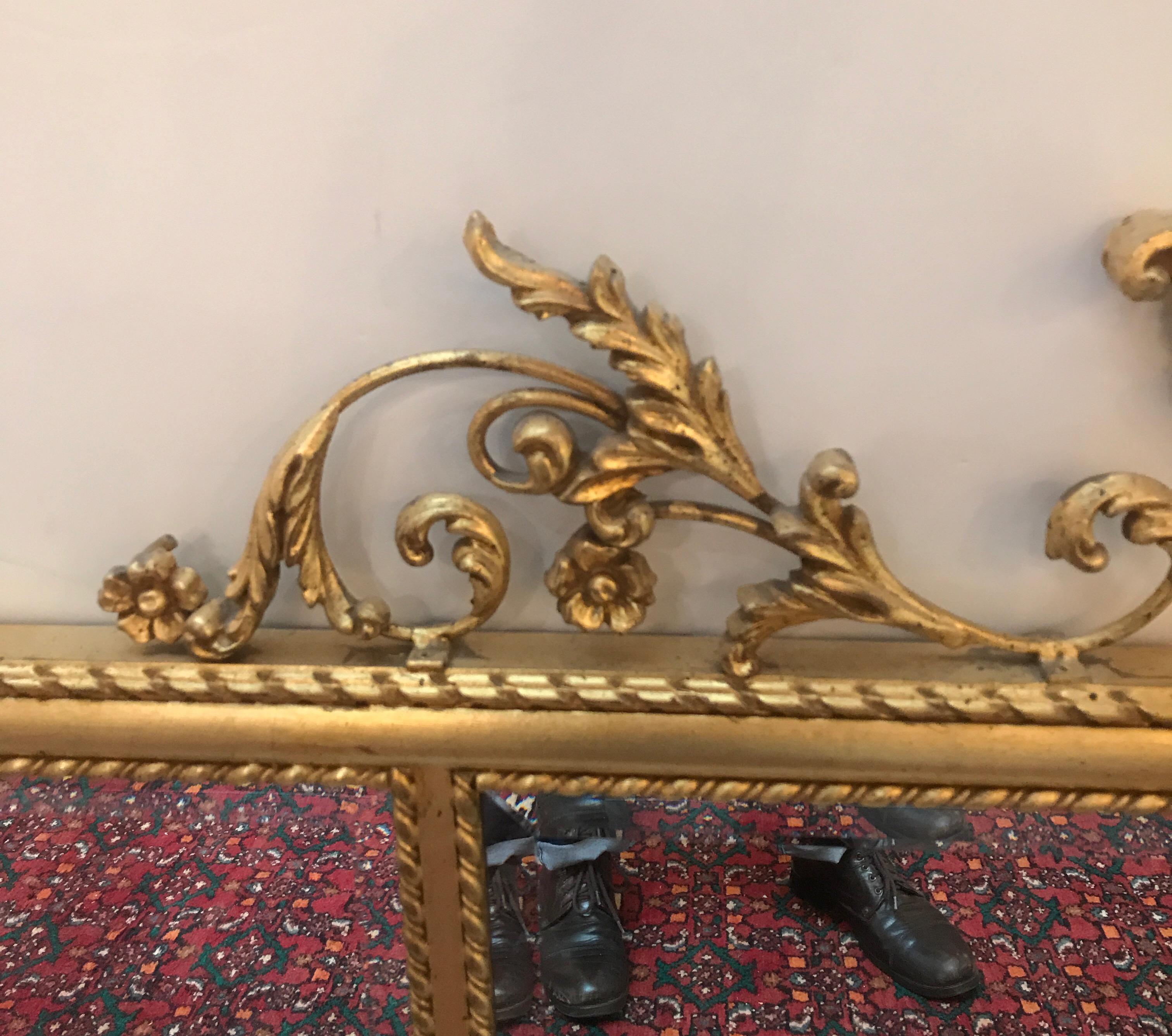 20th Century Italian Giltwood over Mantle Mirror by Labarge