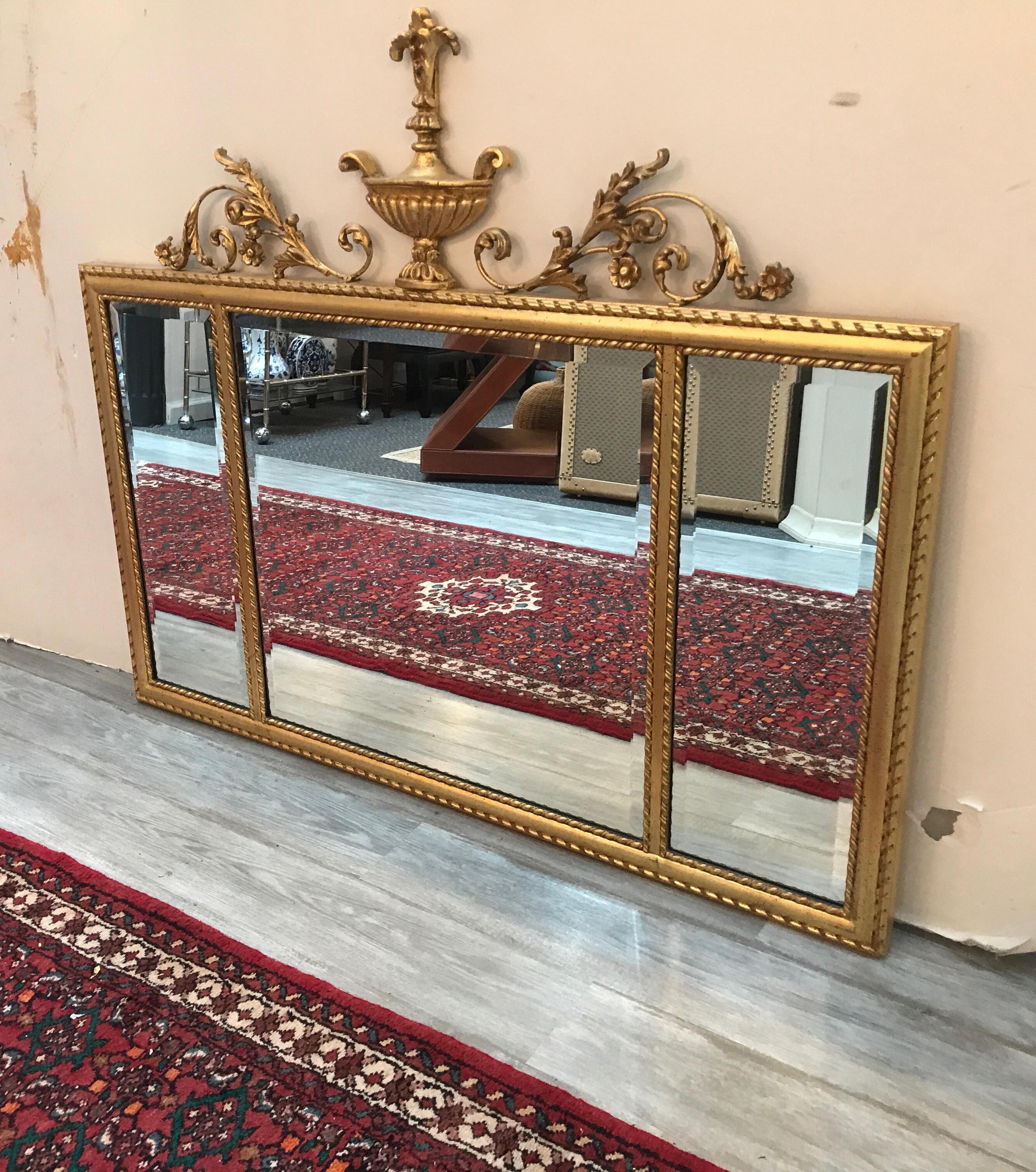 Italian Giltwood over Mantle Mirror by Labarge 2