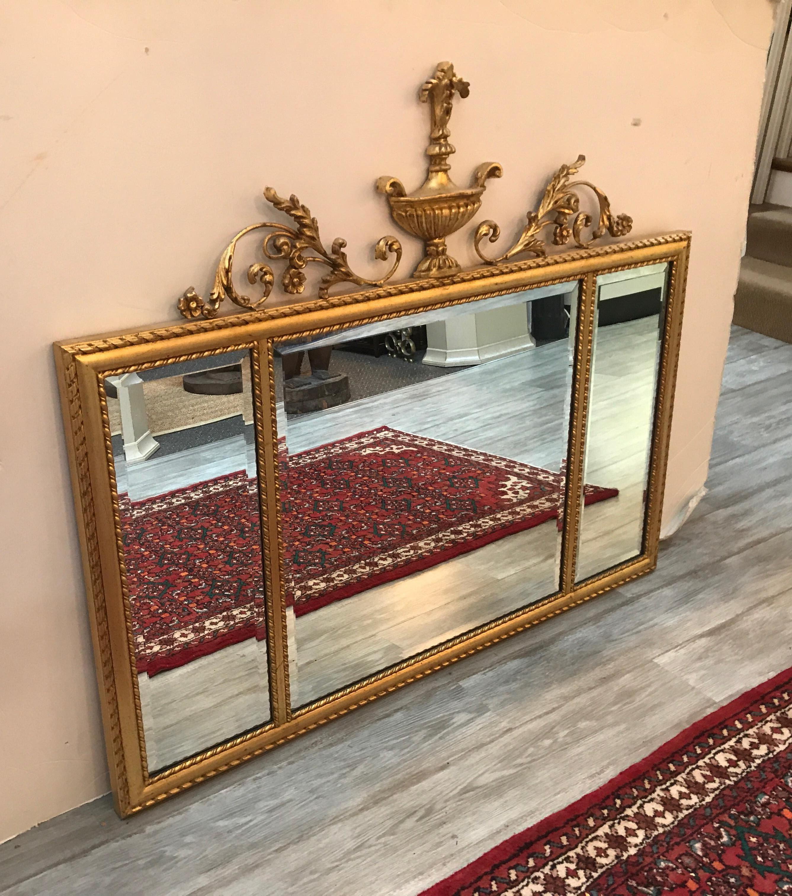 Italian Giltwood over Mantle Mirror by Labarge 3