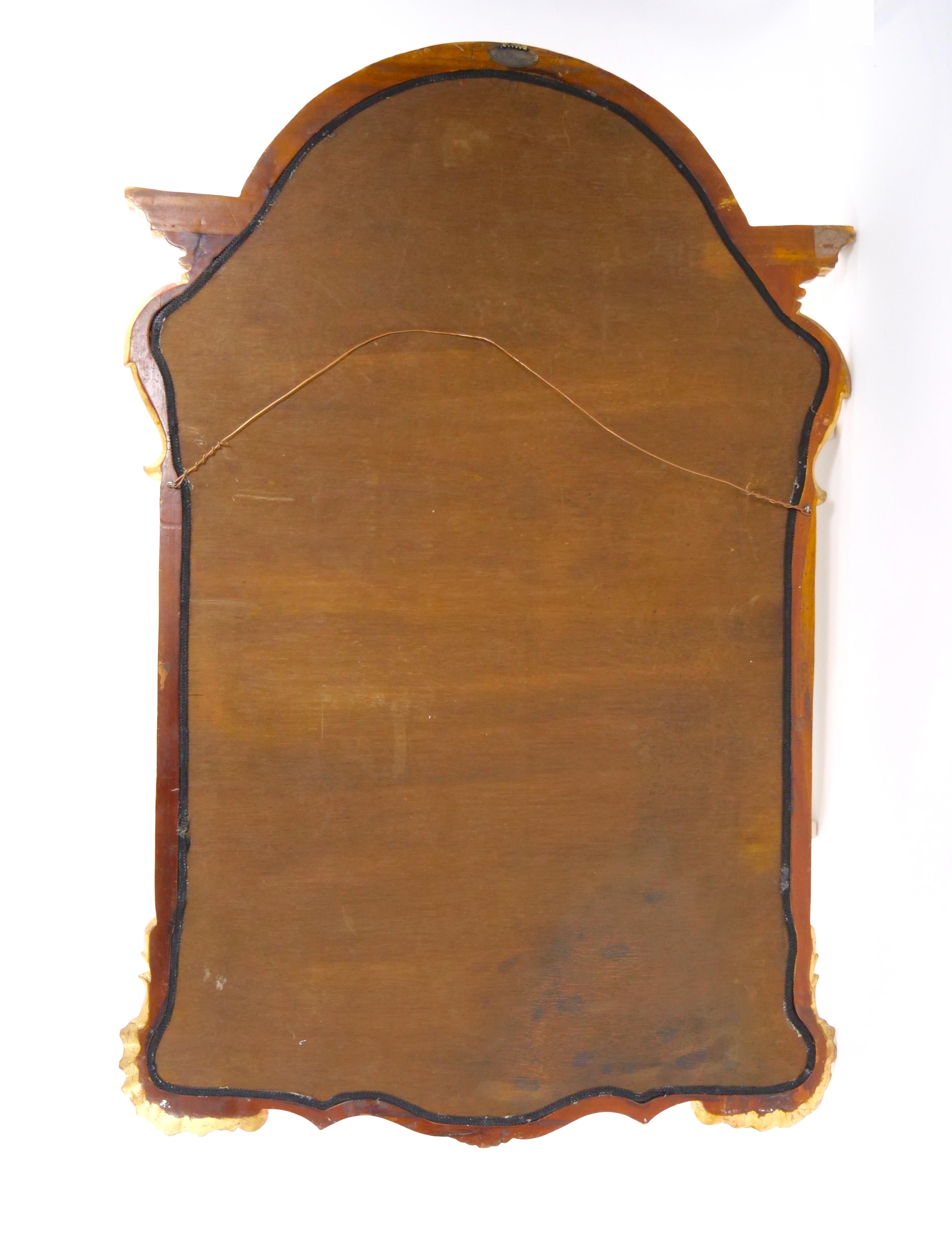 Italienisches vergoldetes Wood Wood  & Farbe verzierter Rahmen  Hängende Wand abgeschrägter Spiegel im Angebot 3