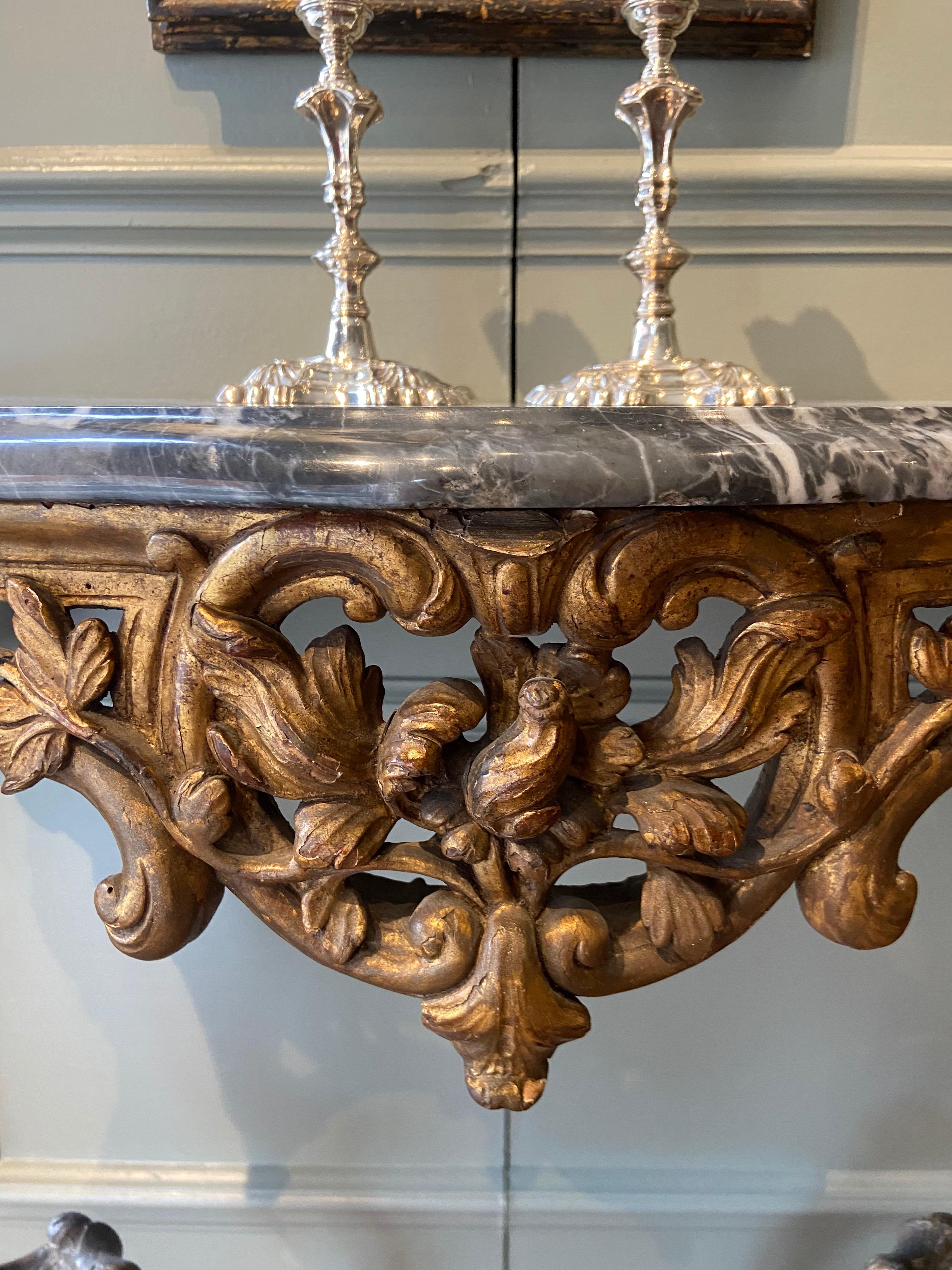 Giltwood Italian Gilt-Wood Serpentine Console Table 'Mid 18th Century' For Sale
