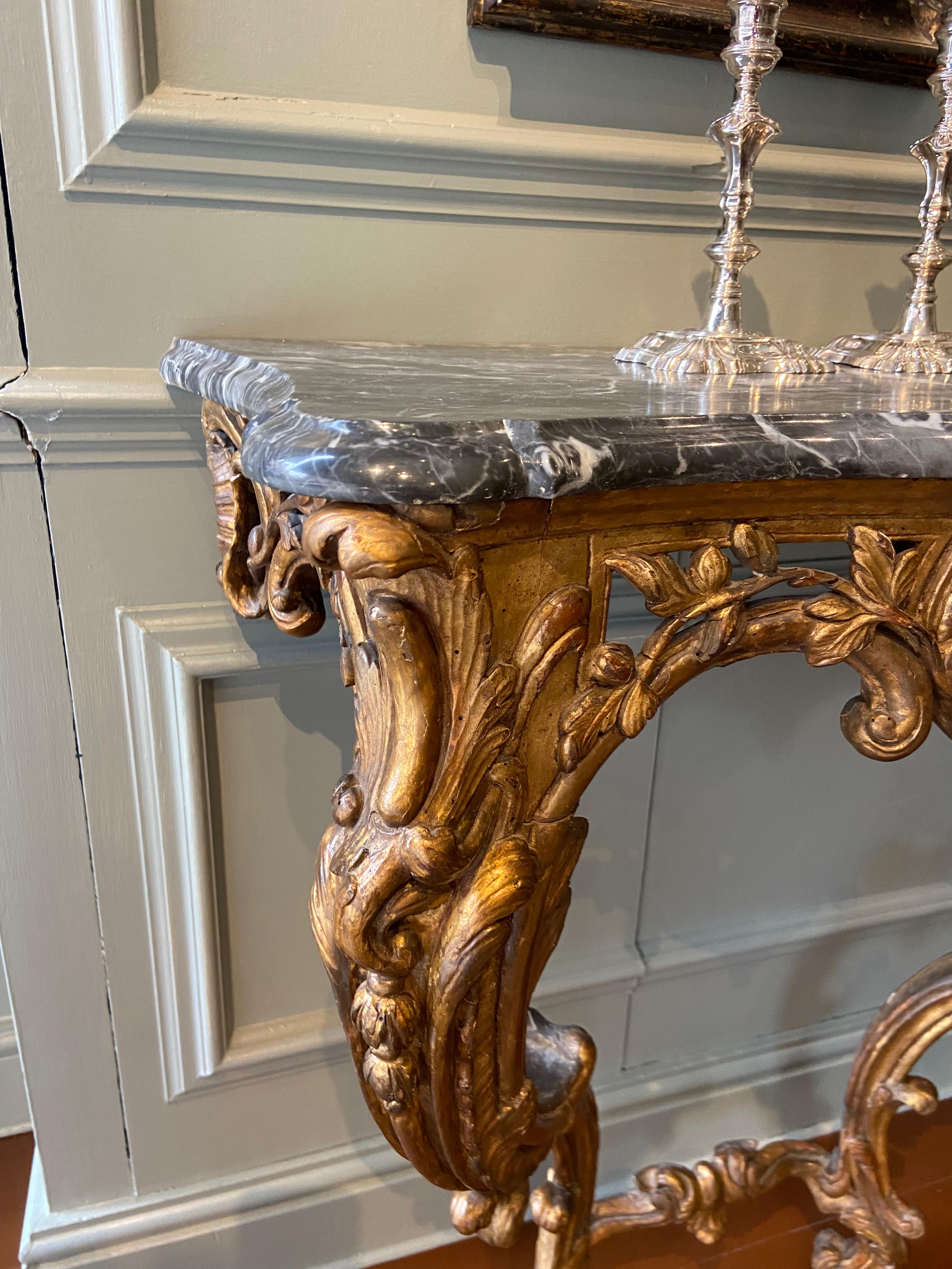 Italian Gilt-Wood Serpentine Console Table 'Mid 18th Century' For Sale 2