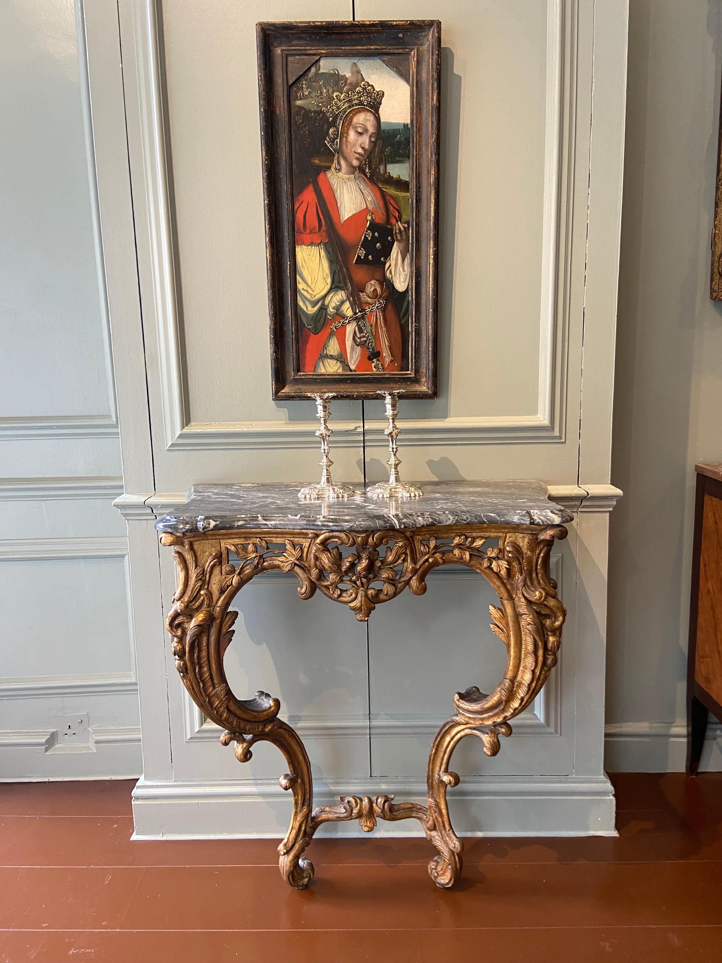Italian Gilt-Wood Serpentine Console Table 'Mid 18th Century' For Sale 3