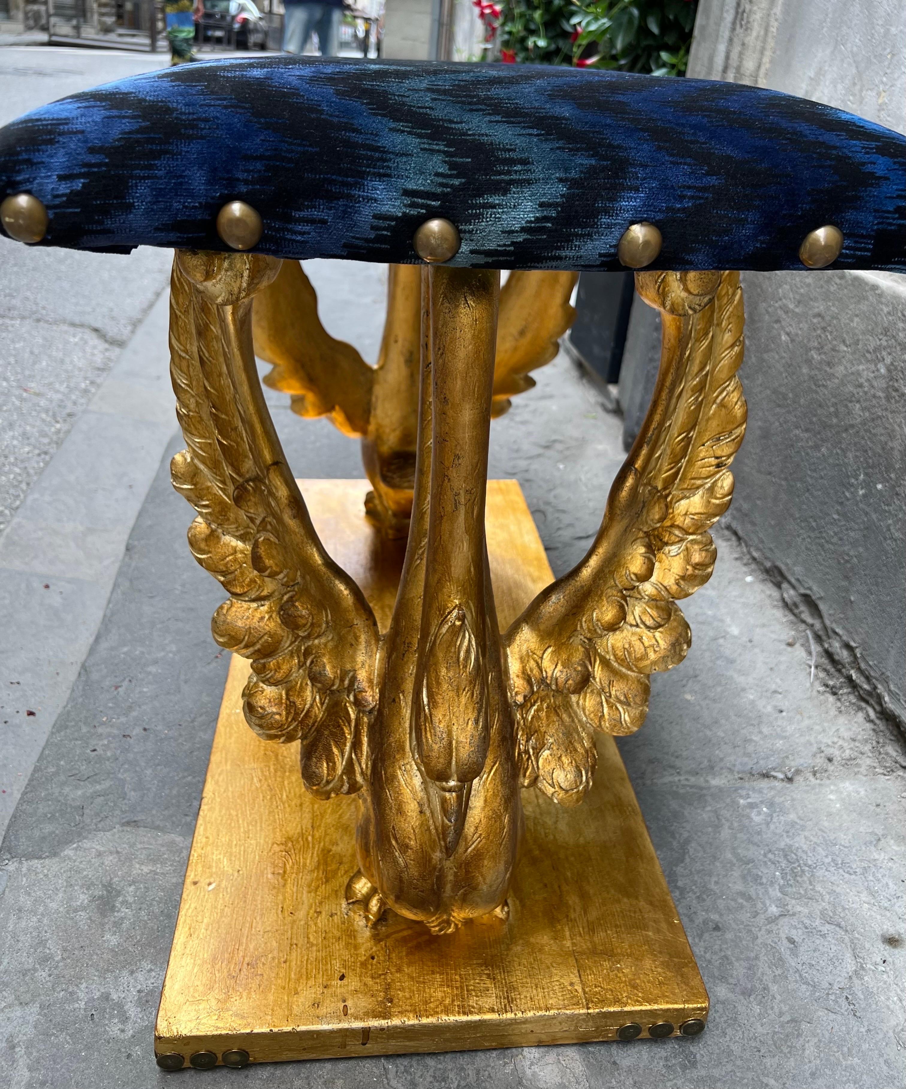 Italian Gilt Wood Swans Bench, Renaissance Style, Early '900 5