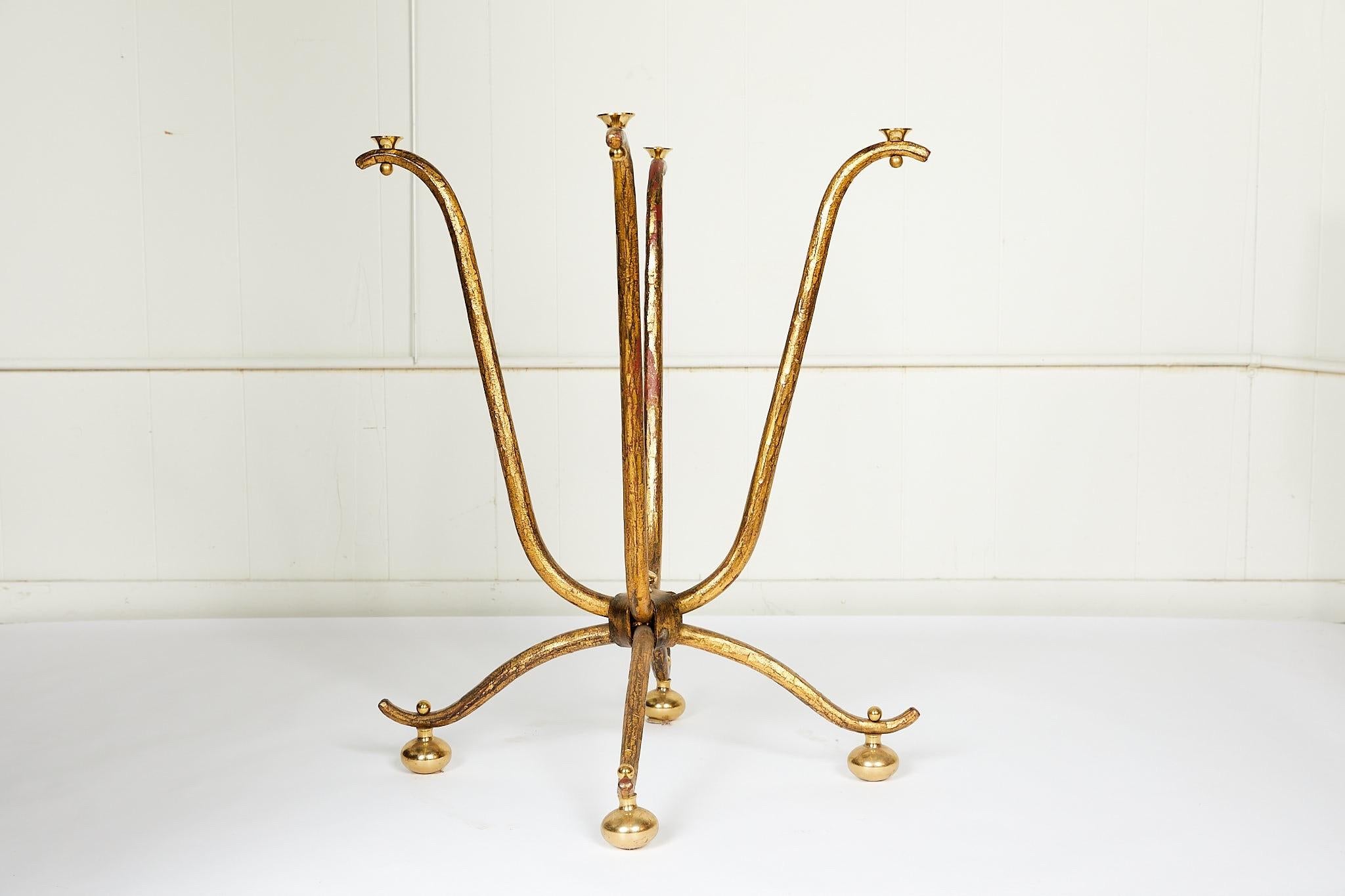 Neoclassical Italian Gilt Wrought Iron and Brass Center Table Base